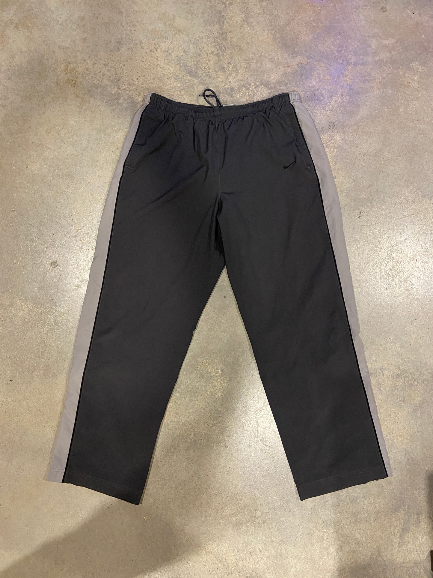 Y2K Nike Pinstripe Two Tone Black Track Pants Sz XL