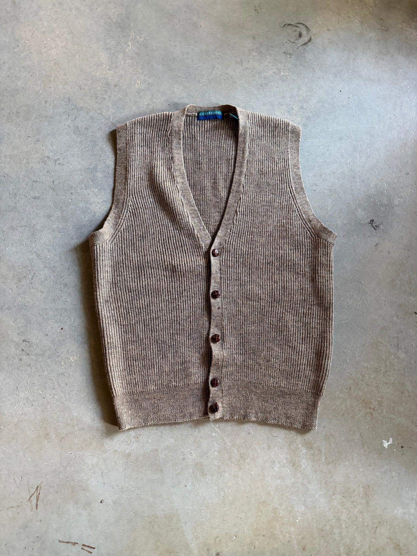 VTG Claybrooke Brown Wool Sweater Vest Sz M