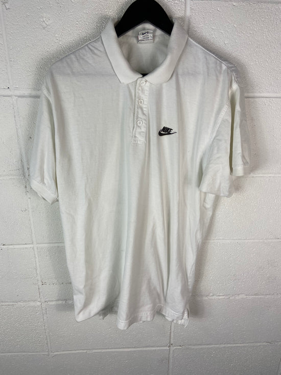 VTG 90s White Nike Polo Shirt Sz Med