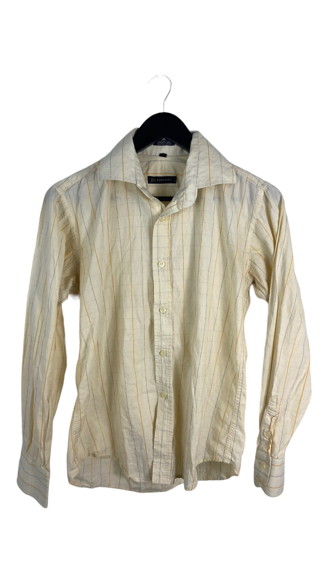 VTG Burberry Yellow Striped Shirt Sz S