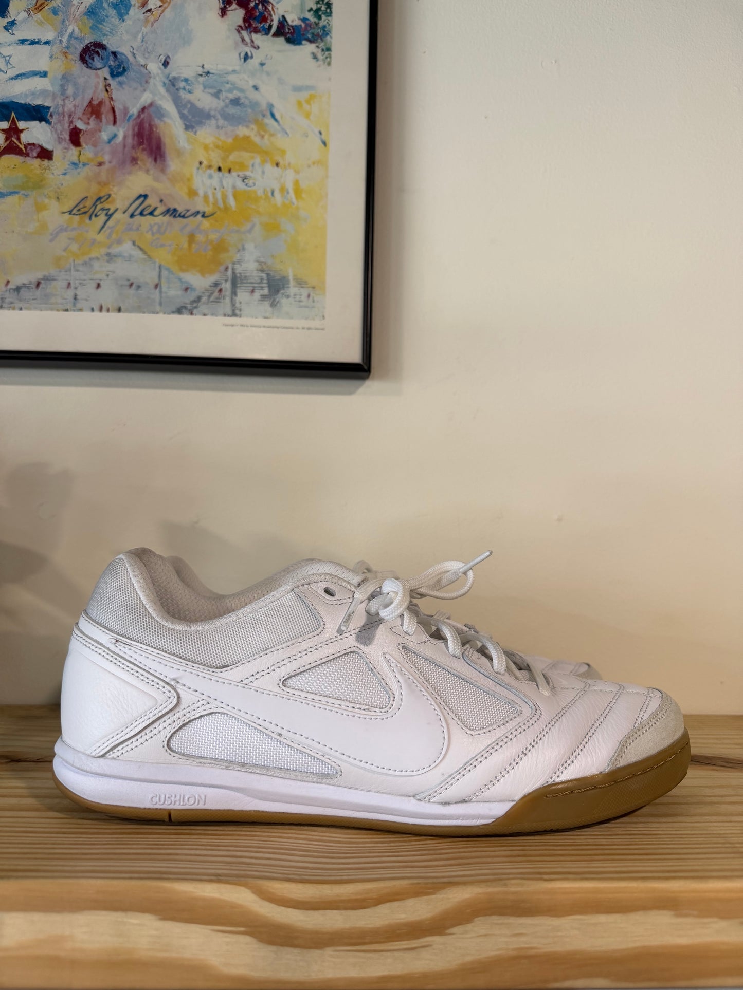 Preowned Nike Gato White/White/Gum Light Brown Sz 11.5M/13W