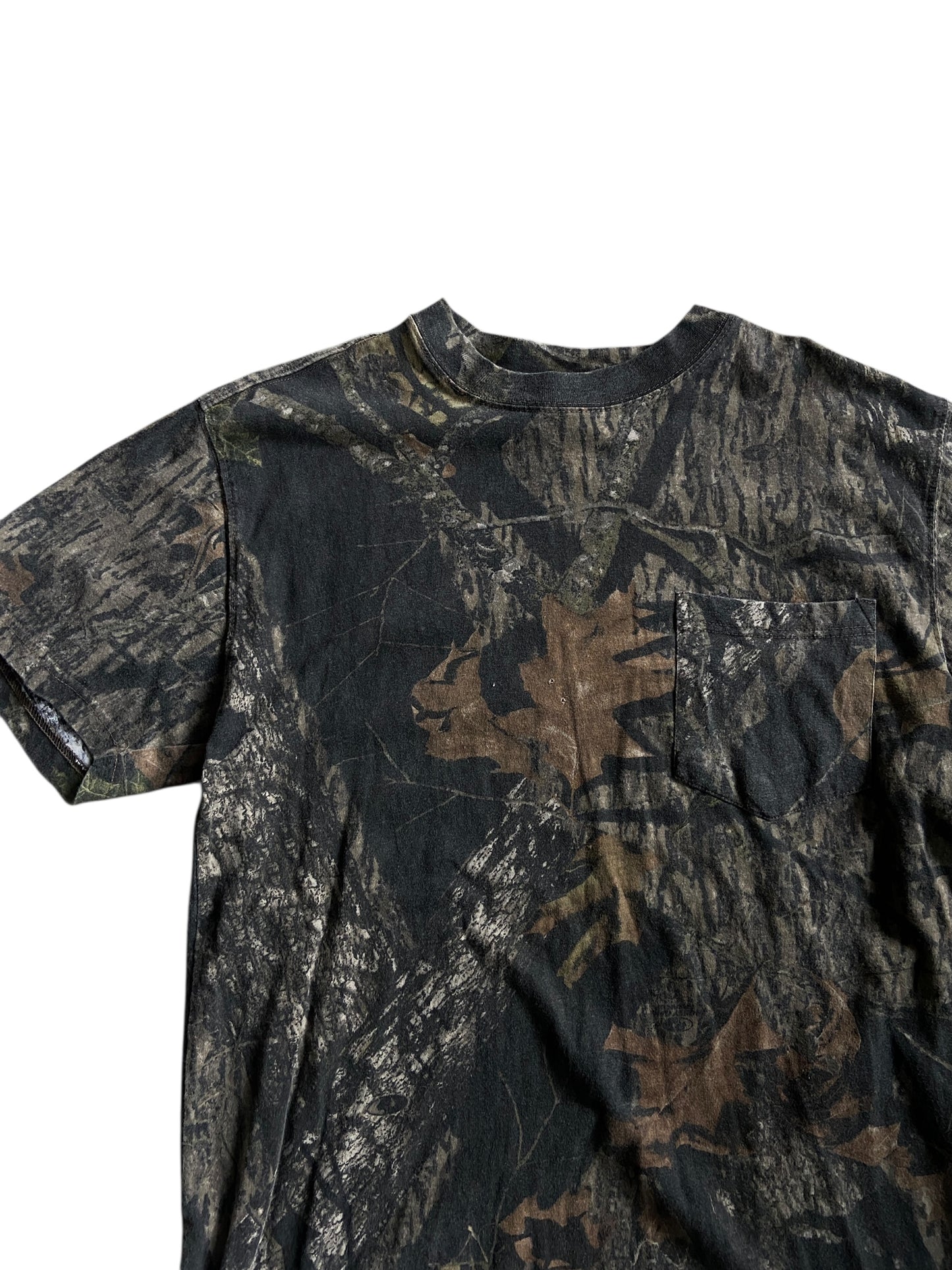 Y2K Mossy Oak Camo Pocket Tee Sz L