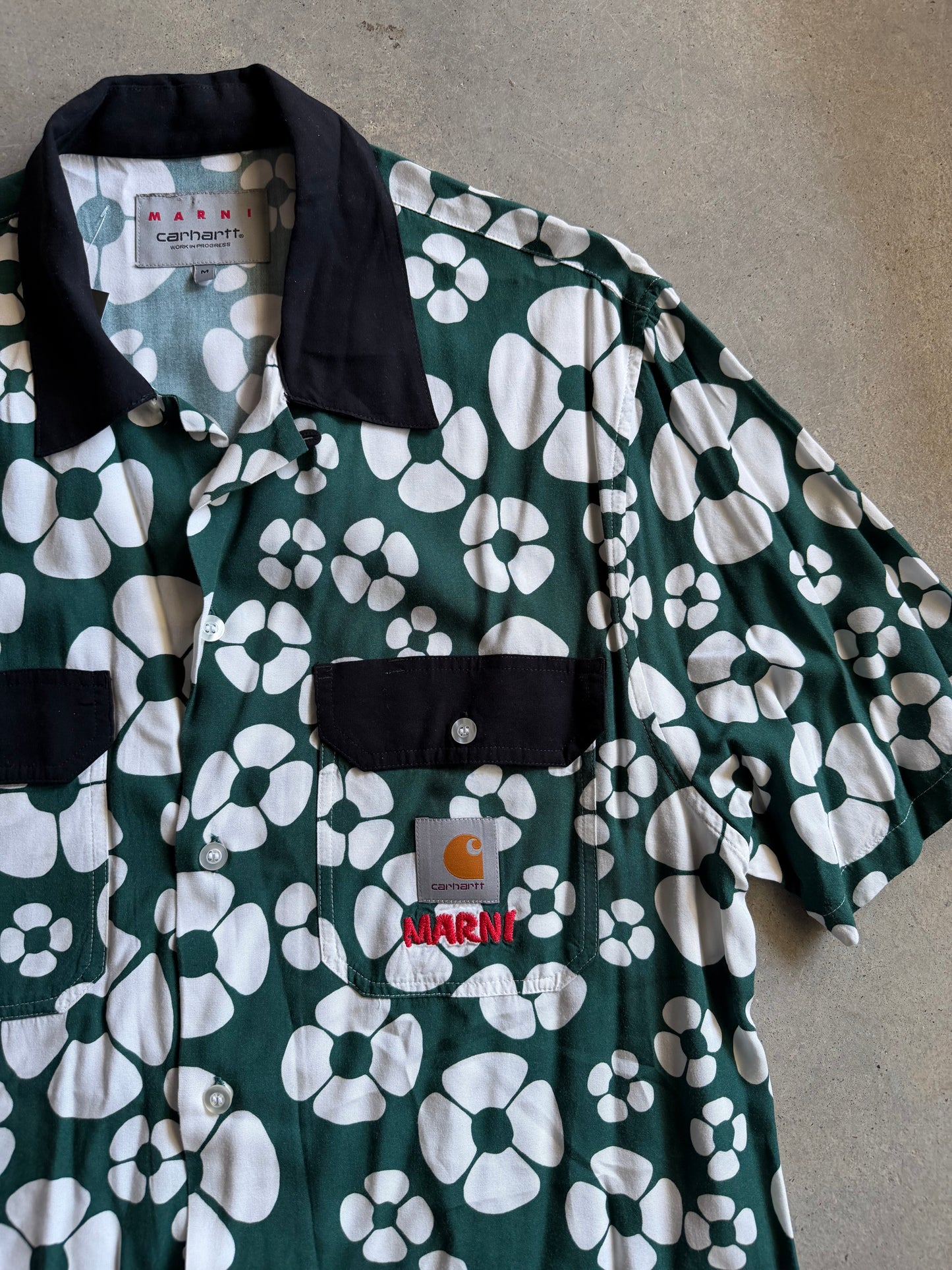 MARNI x Carhartt WIP Designer Green/White Floral Shirt Sz M