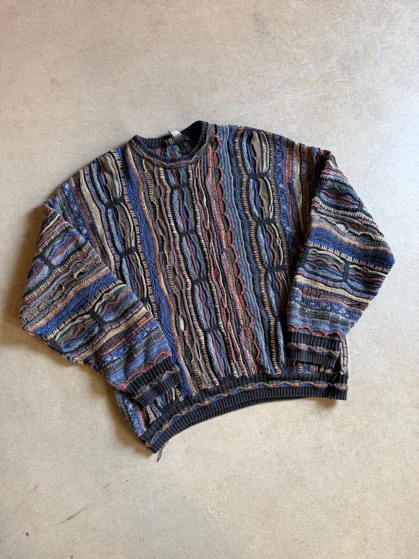 VTG RR Style Coogi Style Blue Sweater Sz 2XL