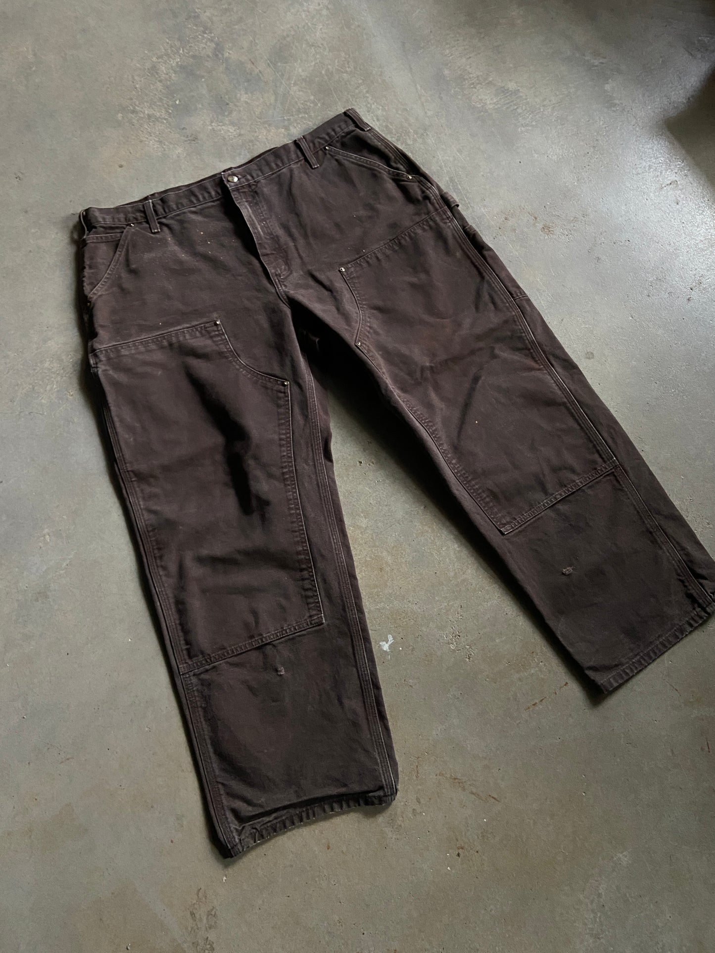 Distressed Carhartt Brown Double Knee Jeans Sz 42x30