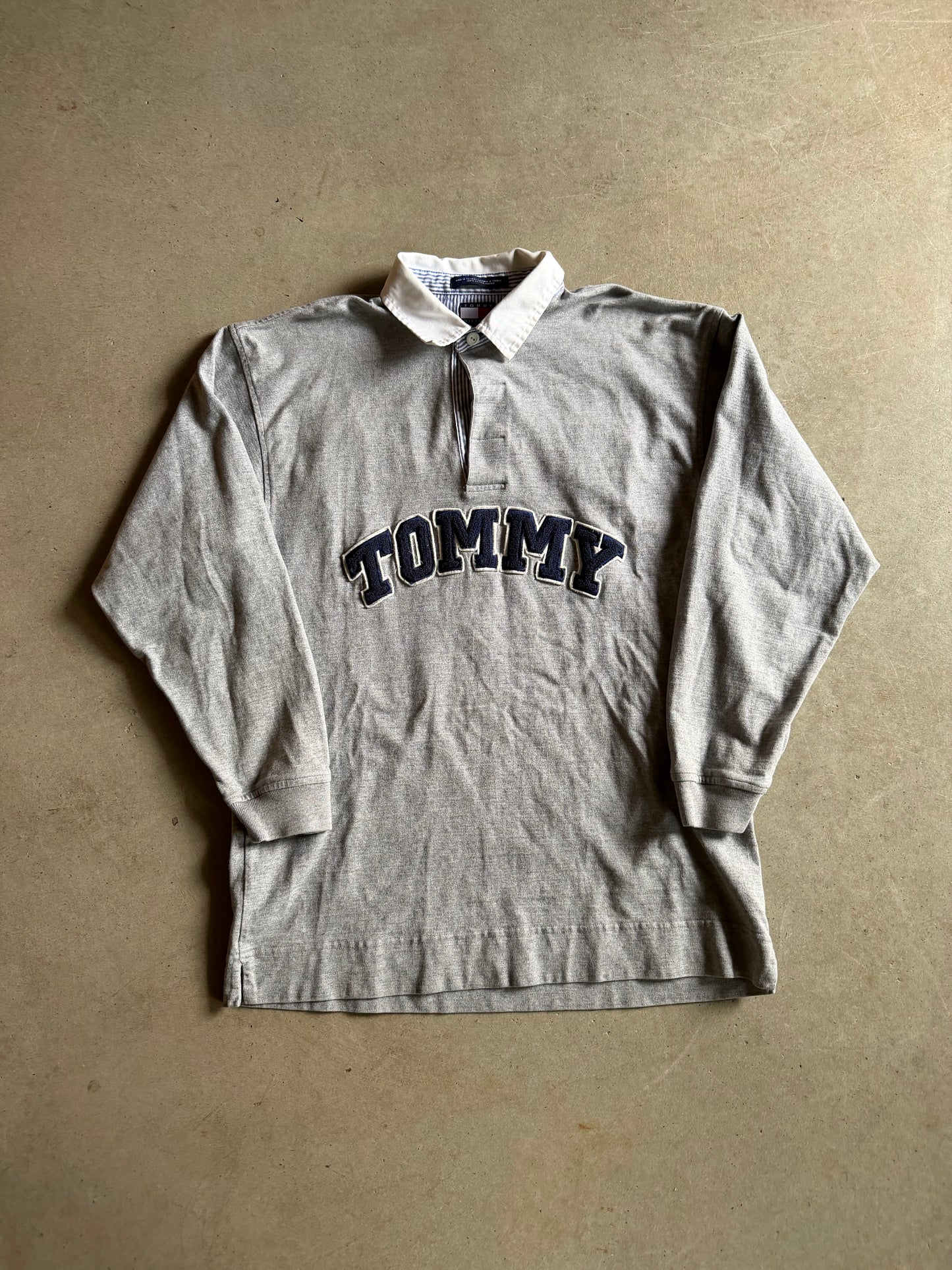 VTG Tommy Hilfiger Gray Rugby Shirt Sz L