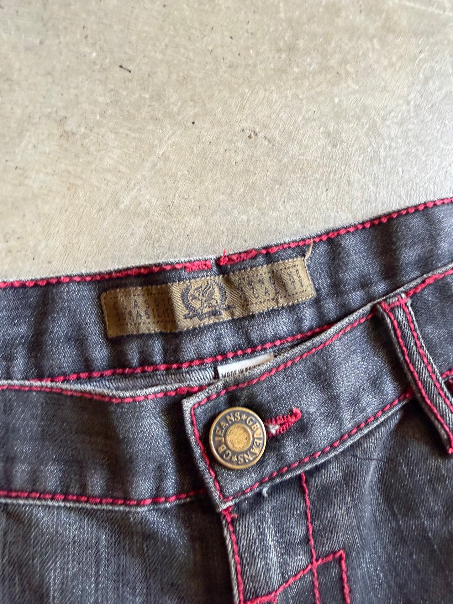 Design Lab Premium Red/Black Denim Jorts Sz 40