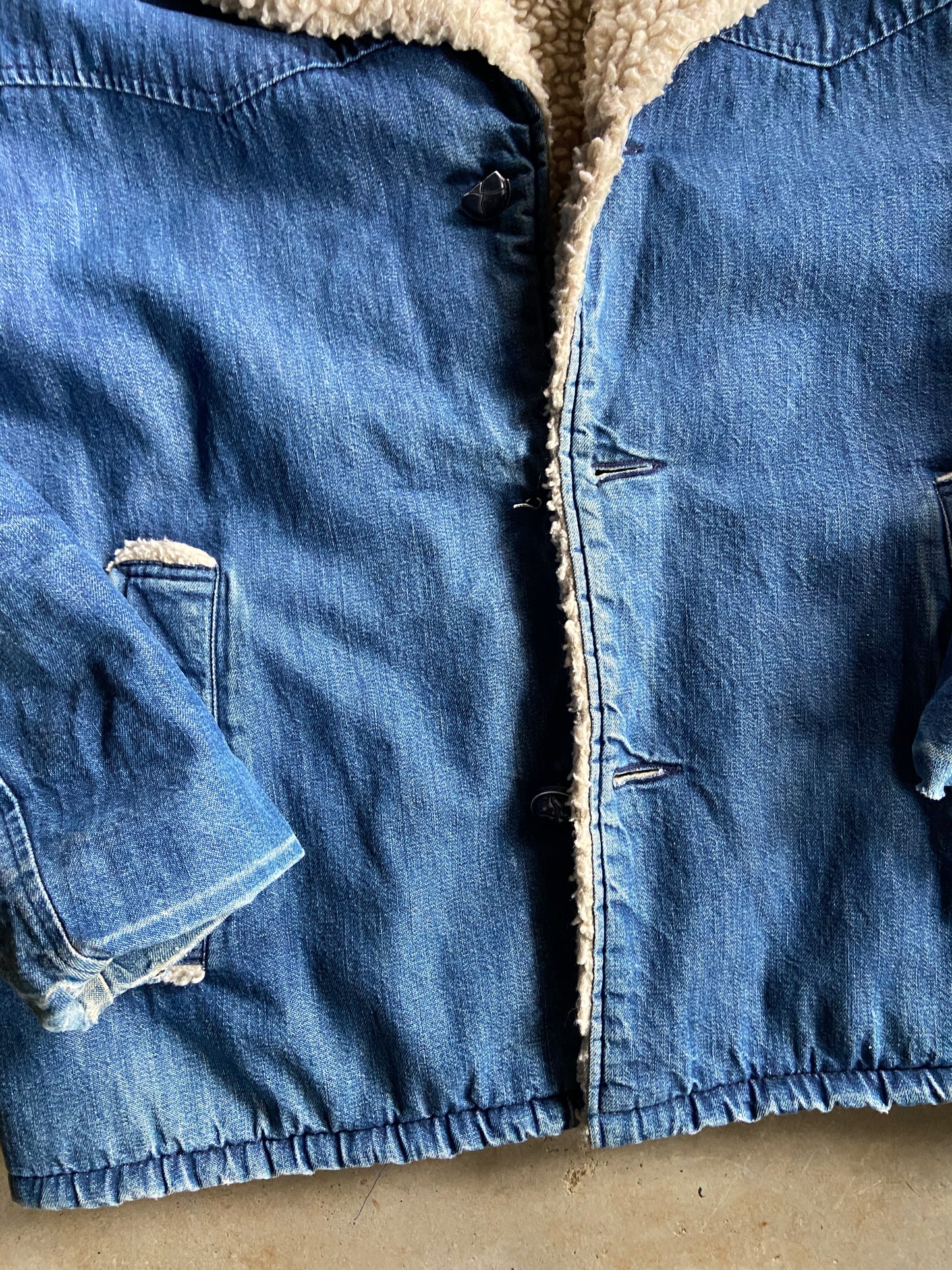 VTG Trailmaster Denim Sherpa Coat Sz M