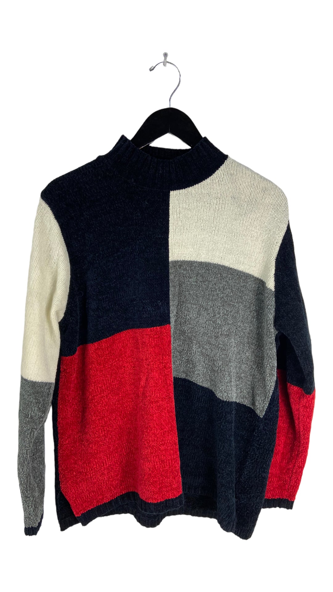 VTG Color Block Mock Neck Sweater Sz L