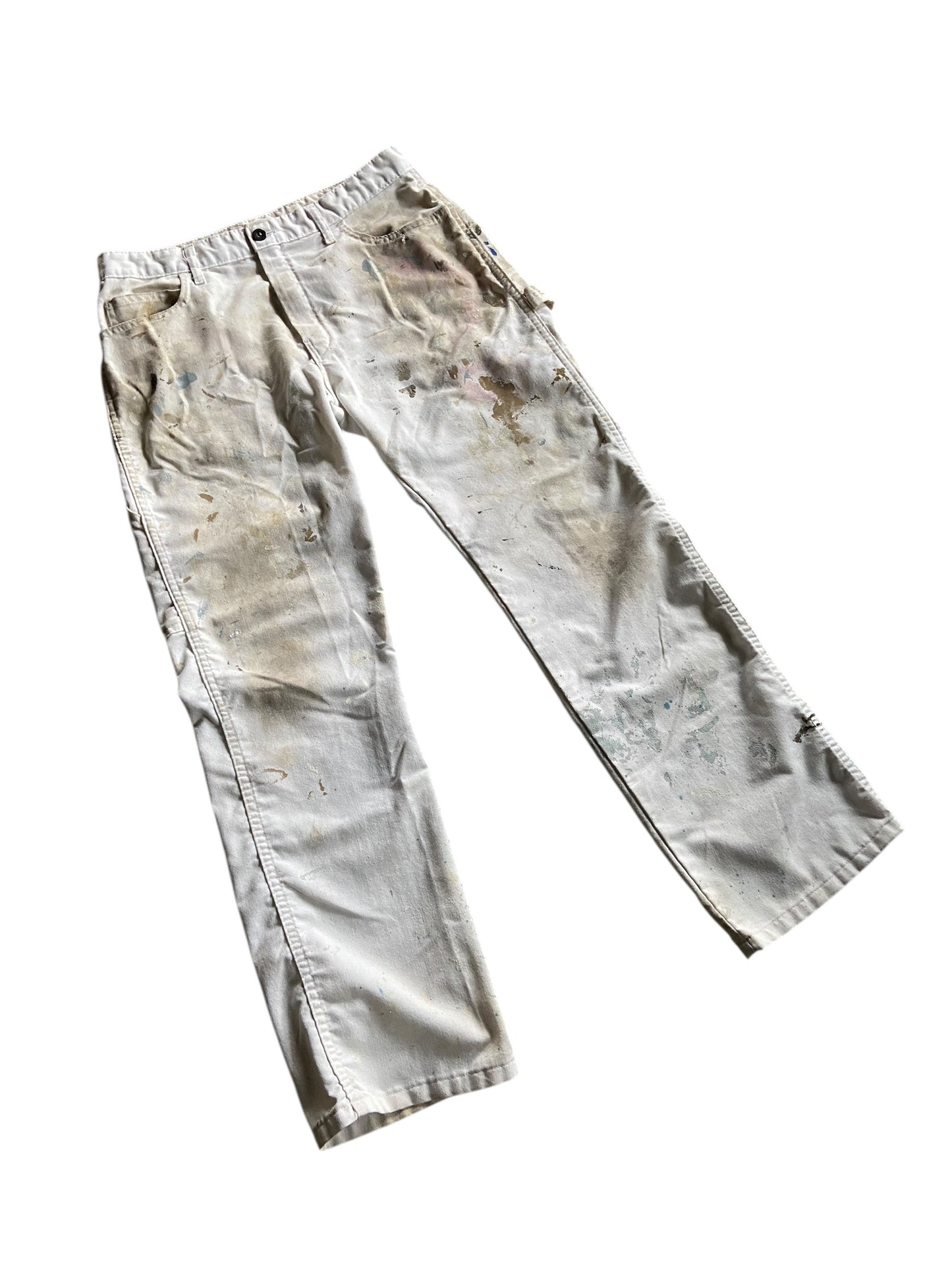 VTG Dickies Light Blue/Gray Paint Splash Pants Sz 33x32