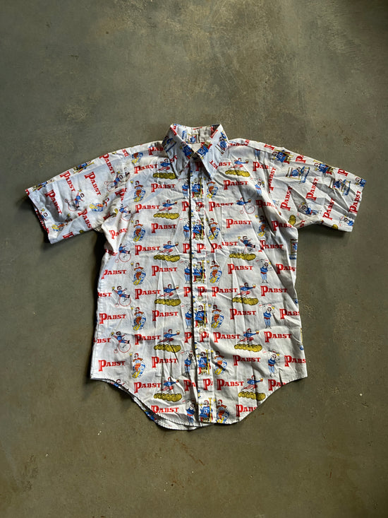 VTG Pabst PBR Button Up Shirt Sz M