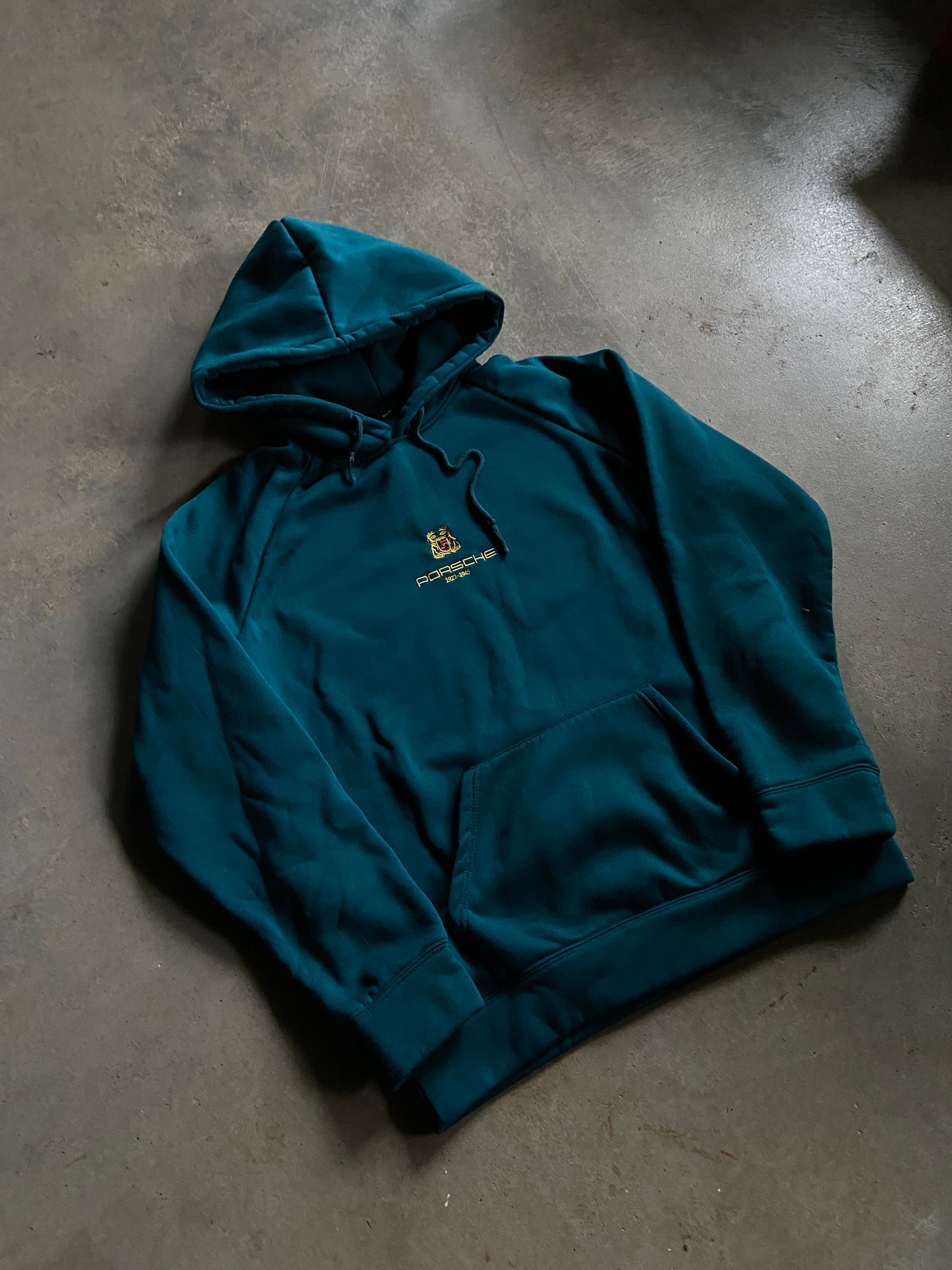 Porsche Teal Embroidered Hoodie Sz XL