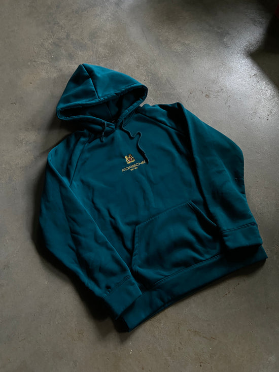 Porsche Teal Embroidered Hoodie Sz XL