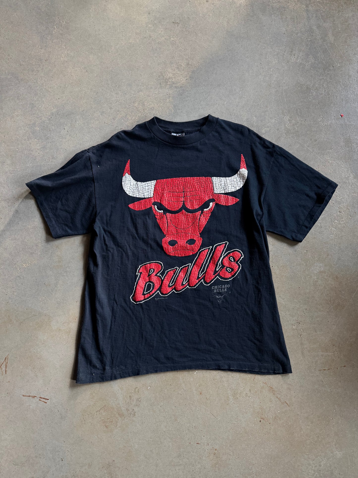 VTG Chicago Bulls Crackling Print Tee Sz L/XL