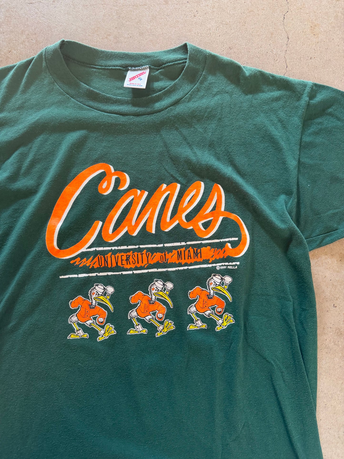 VTG Miami Hurricanes Canes Jerzees Tee Sz XL