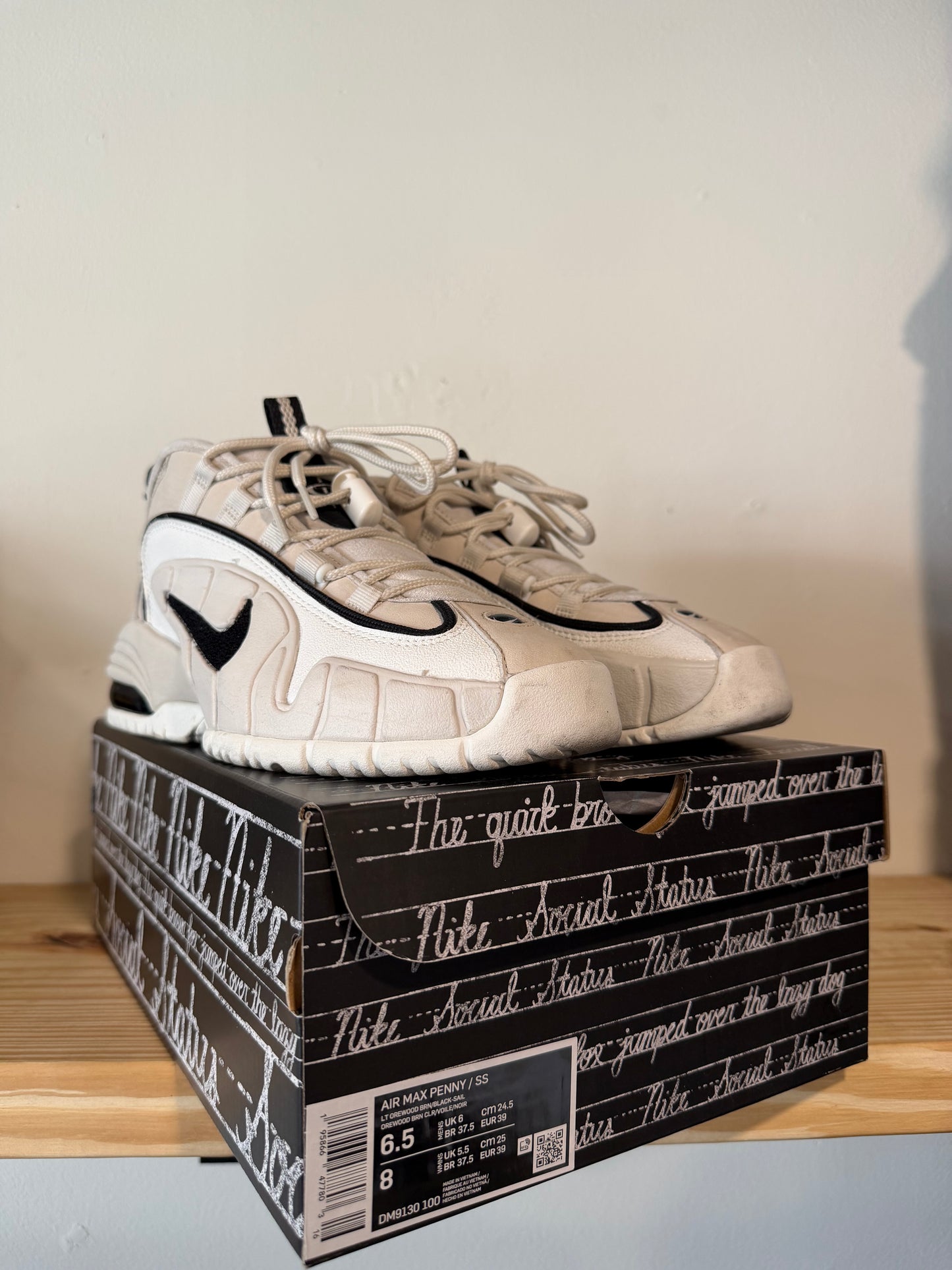 Preowned Nike Air Max Penny 1 Social Status Recess Photon Dust Sz 6.5M/8W