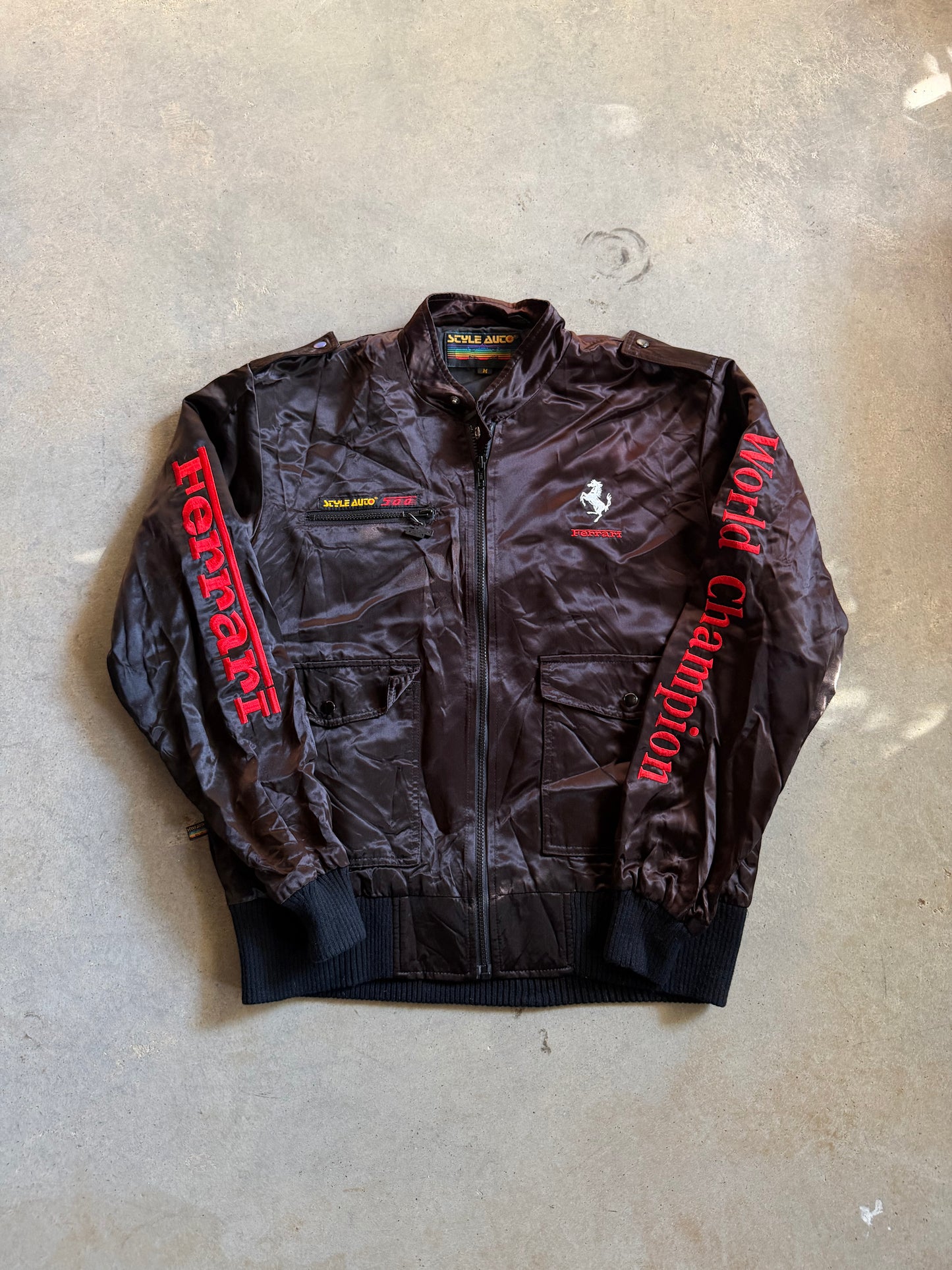 VTG Ferrari World Champion Satin Jacket Sz M