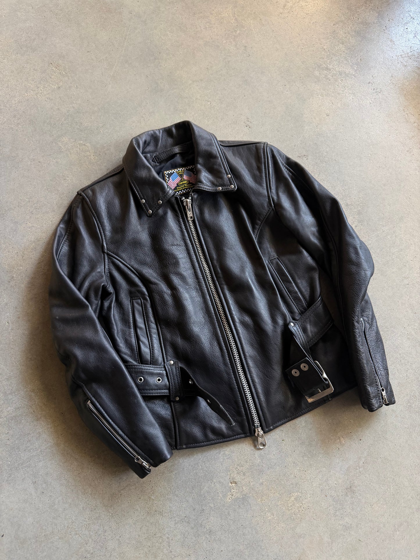 Vanson Medium Weight Women's Black Leather Jacket Sz M