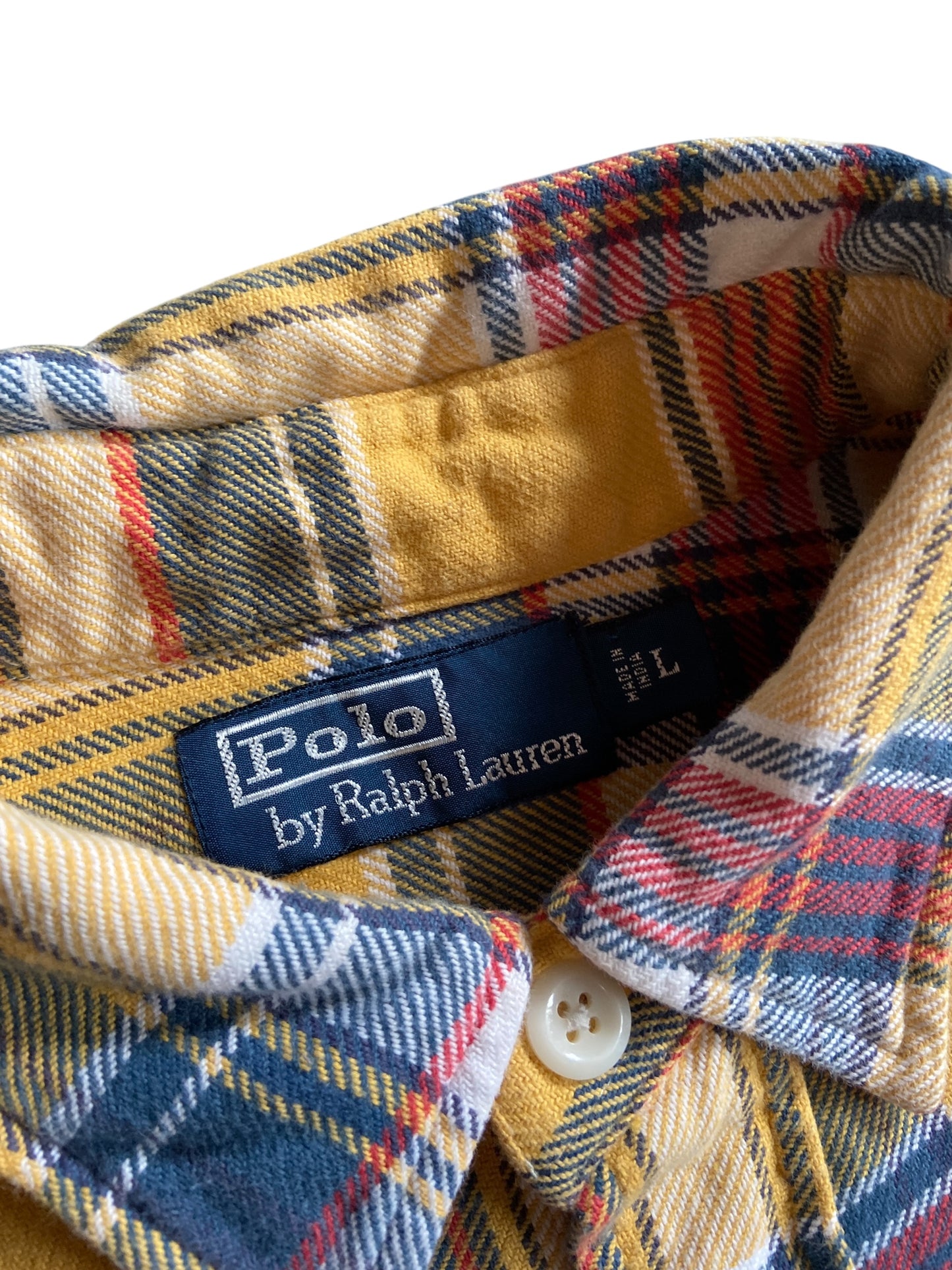 Ralph Lauren Auburn Yellow Flannel Button Shirt Sz L