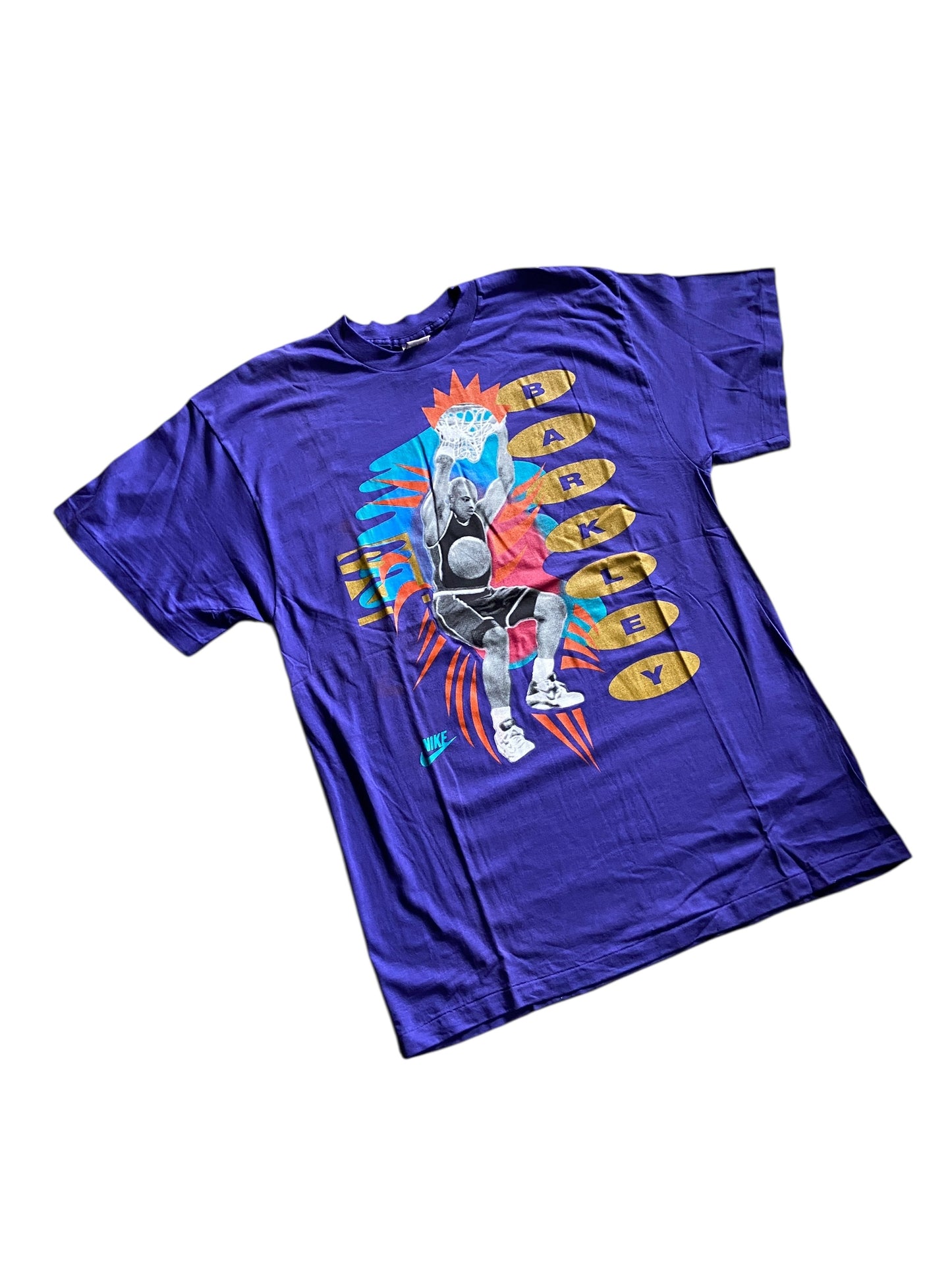 VTG Nike Grey Tag Purple Big Print Charles Barkley Tee Sz XLT