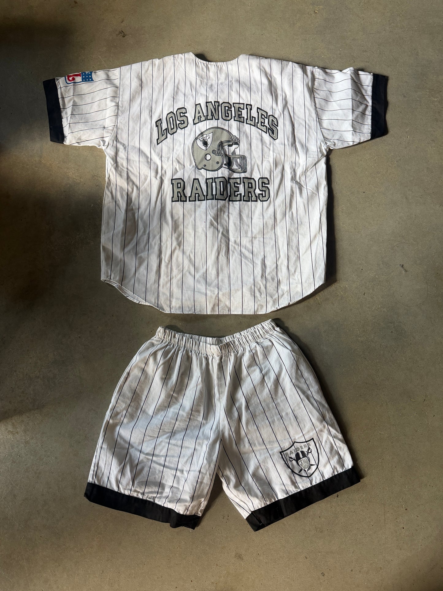 VTG 90s Los Angeles Raiders Baseball Set Sz XL