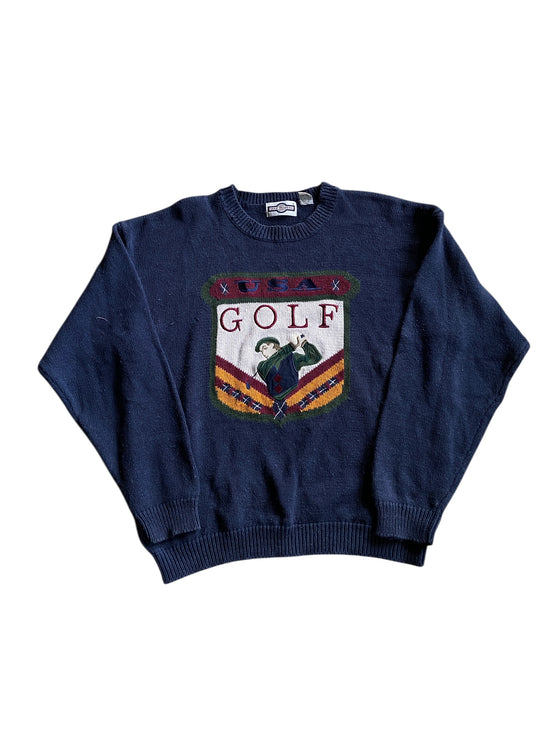 VTG Golf USA Navy Sweater Sz L