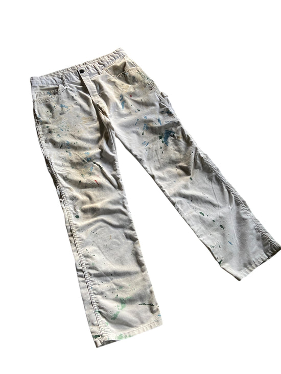 VTG Dickies Blue/Green Paint Splash Pants Sz 34x31