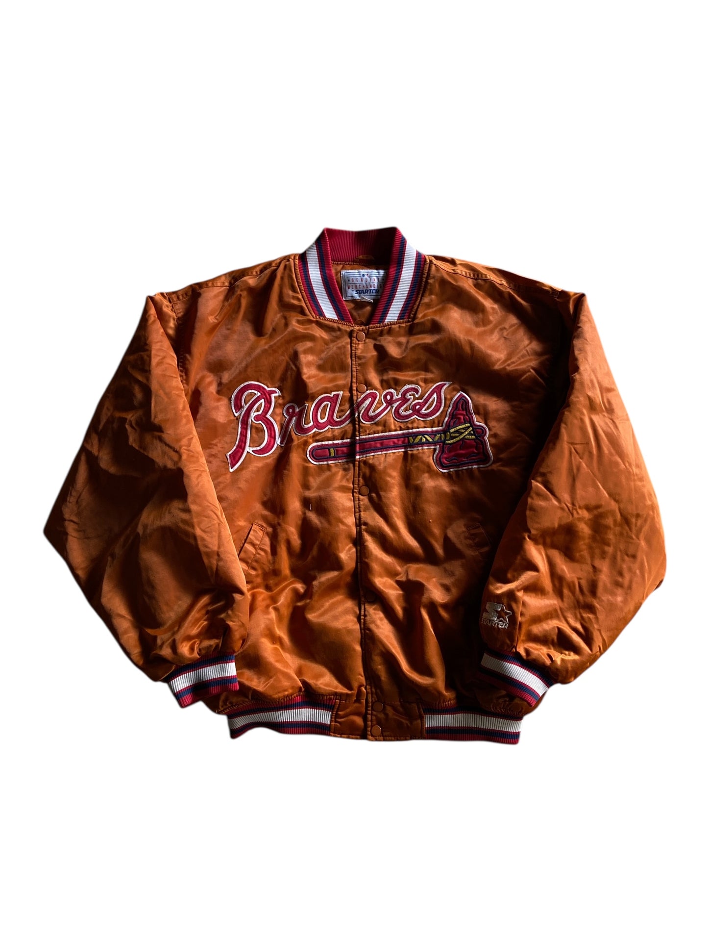 VTG Atlanta Braves Orange Starter Jacket Sz 2XL