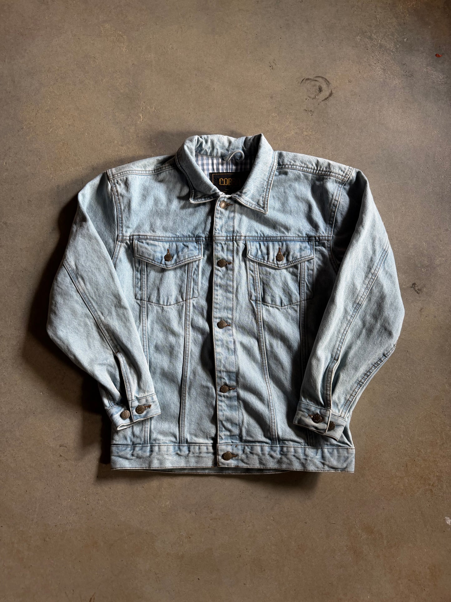 VTG Cobra Light Wash Denim Jacket Sz M
