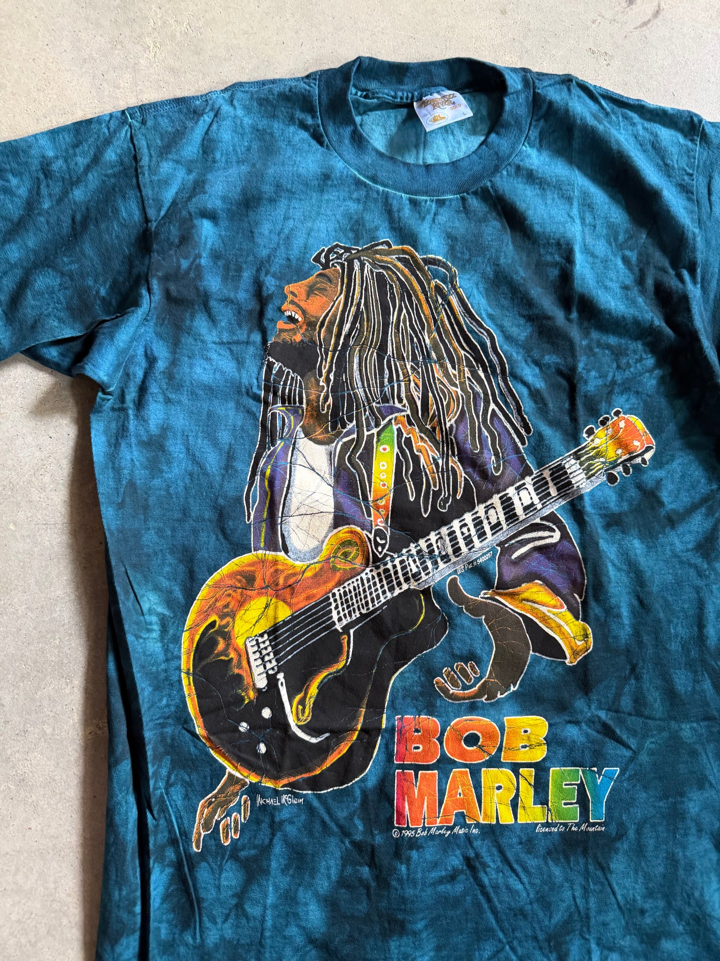 VTG 1995 Bob Marley Music Tye Dye Tee Sz L