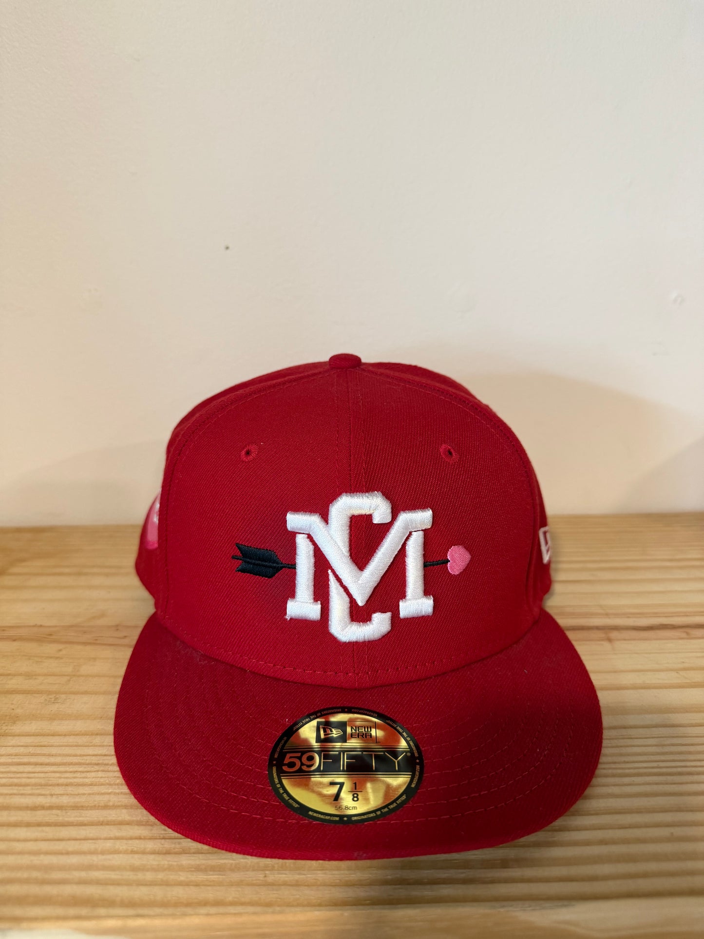Music City Vintage Rose Red Fitted Hat Sz 7 1/8