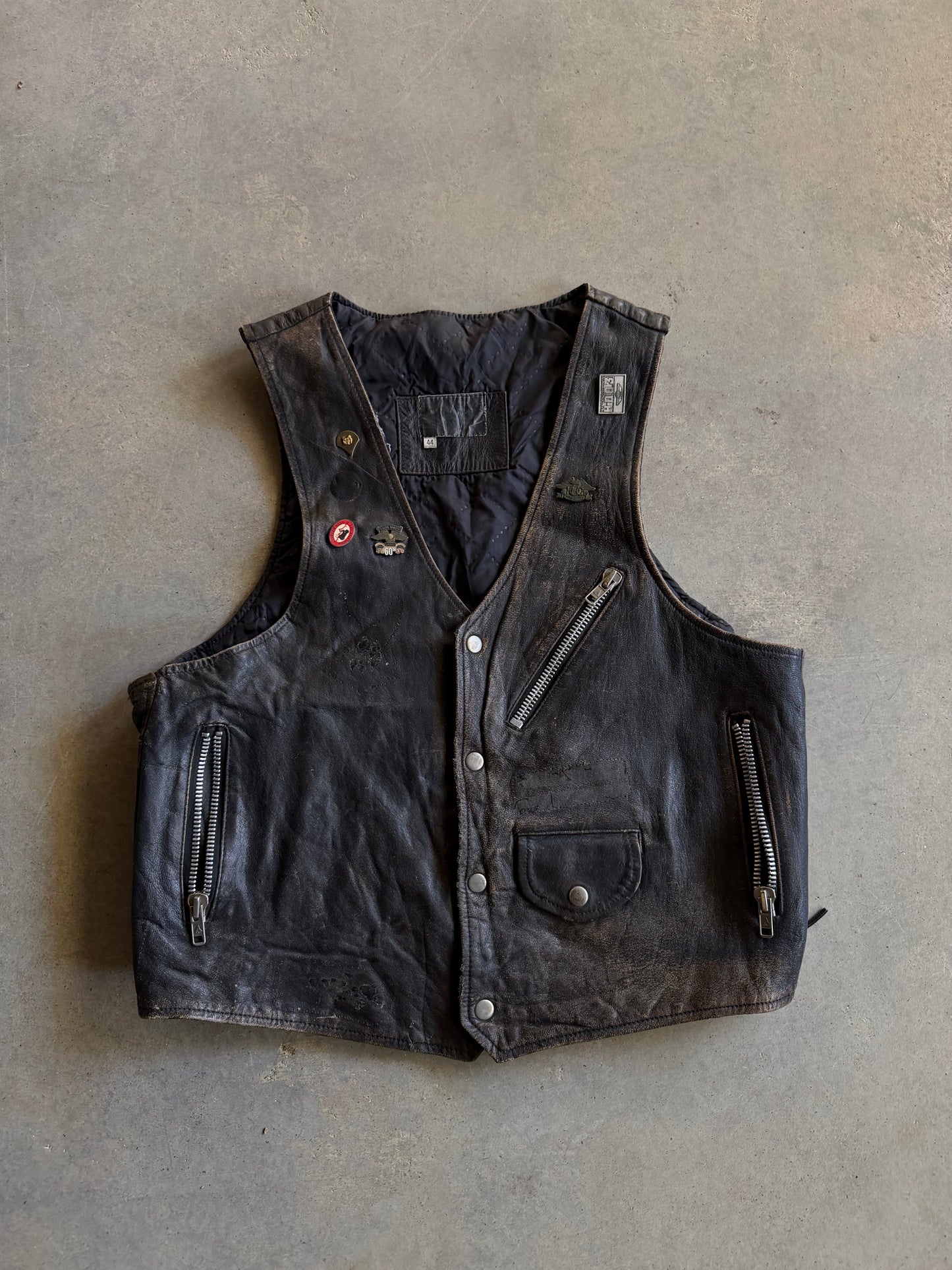 VTG Harley Davidson Patch Leather Vest Sz M