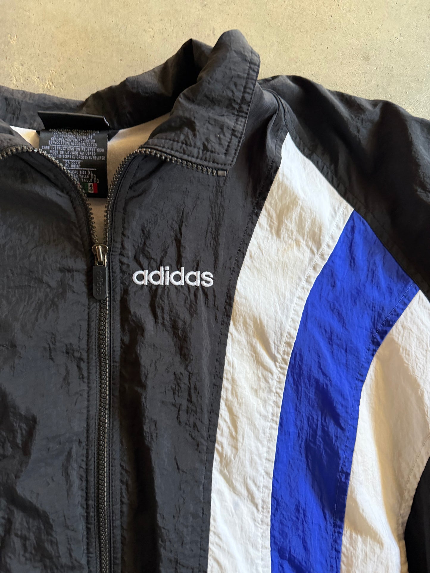 VTG Adidas Blue/White Windbreaker Jacket Sz XL