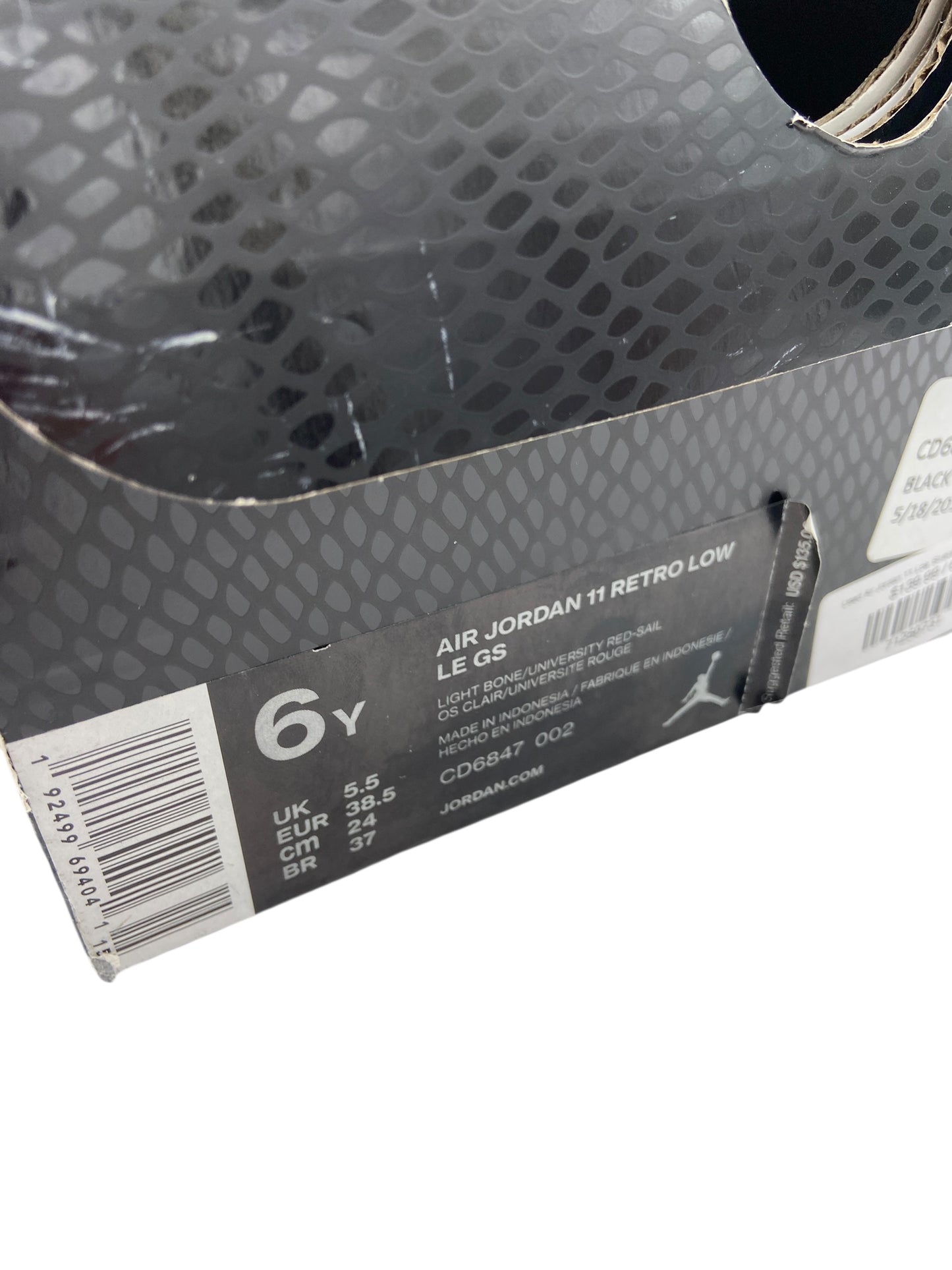 Preowned Air Jordan 11 GS Low Snake Light Bone Sz 6y