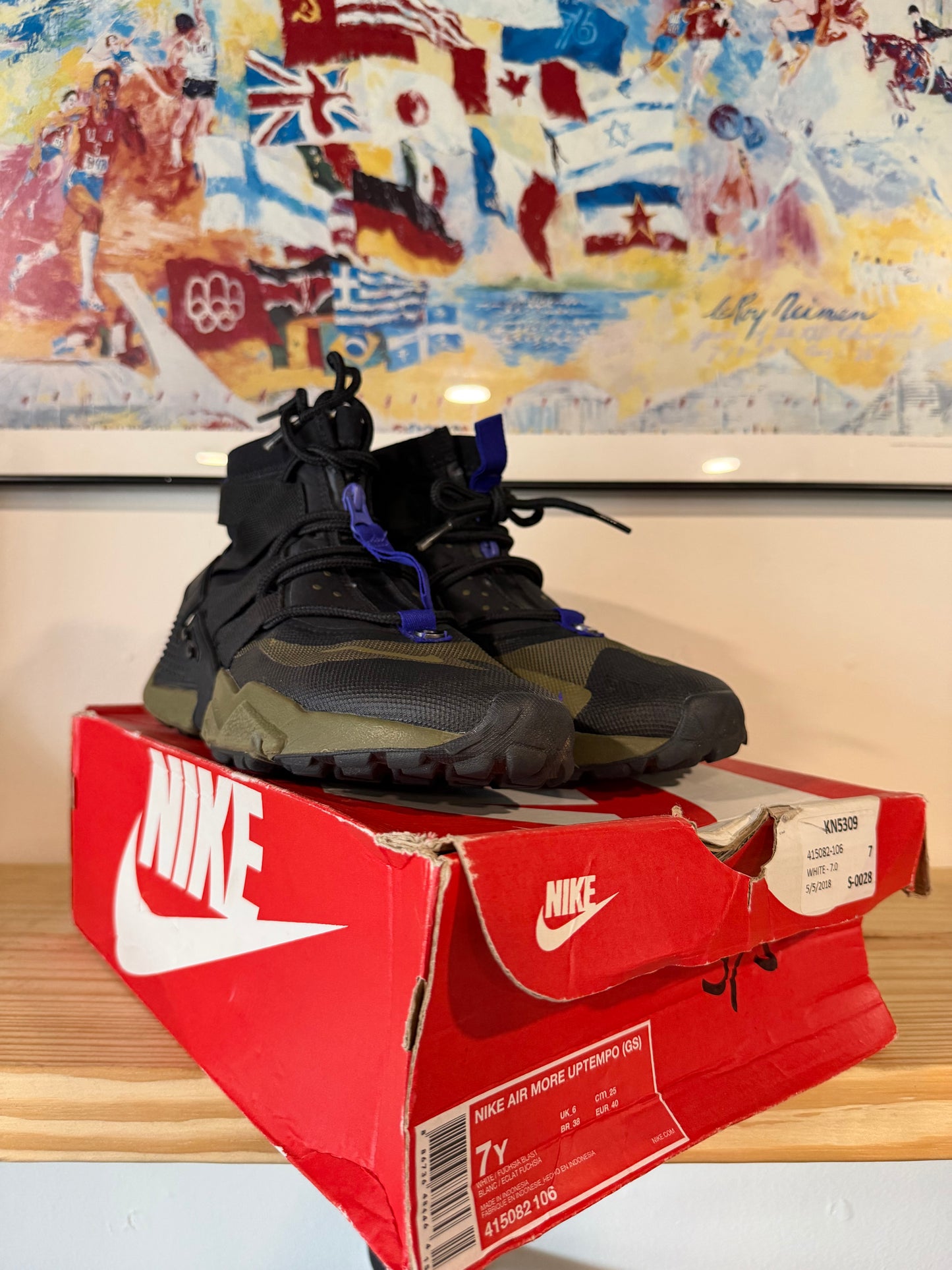 Preowned Nike Air Huarache Gripp Black Olive Canvas Sz 8M/9.5W