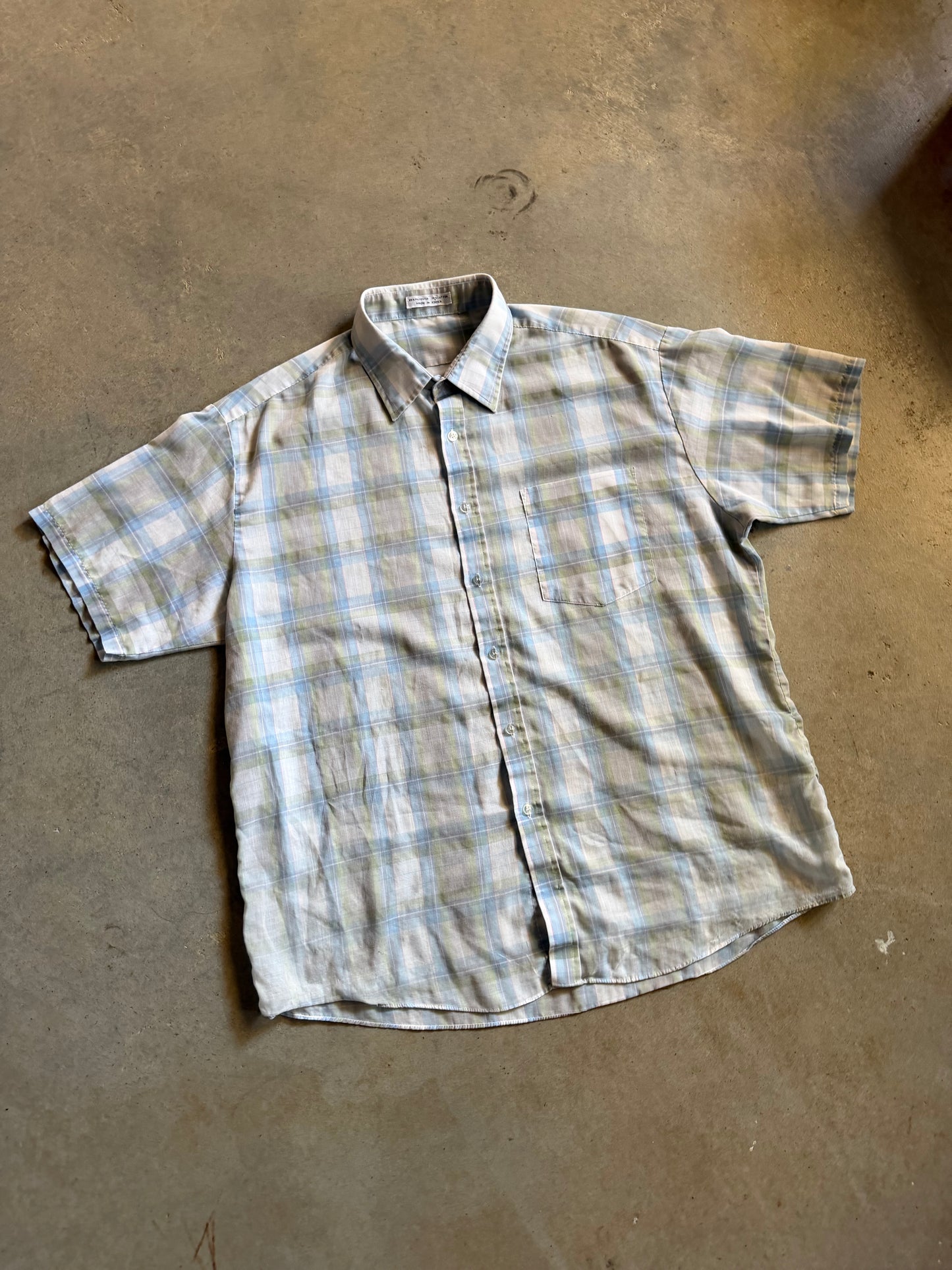 VTG Button Up White/Blue Shirt Sz L/XL