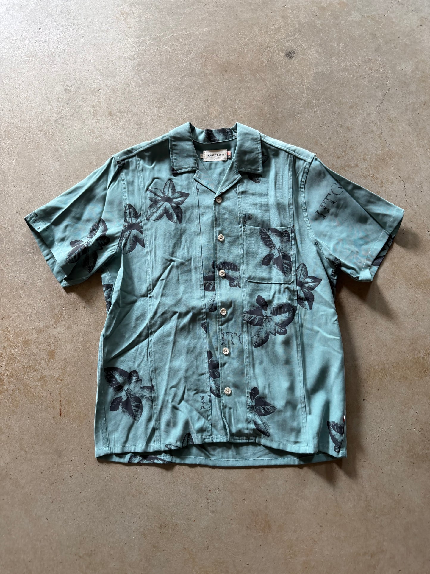Honor The Gift Green Leaf Button Up Shirt Sz S/M