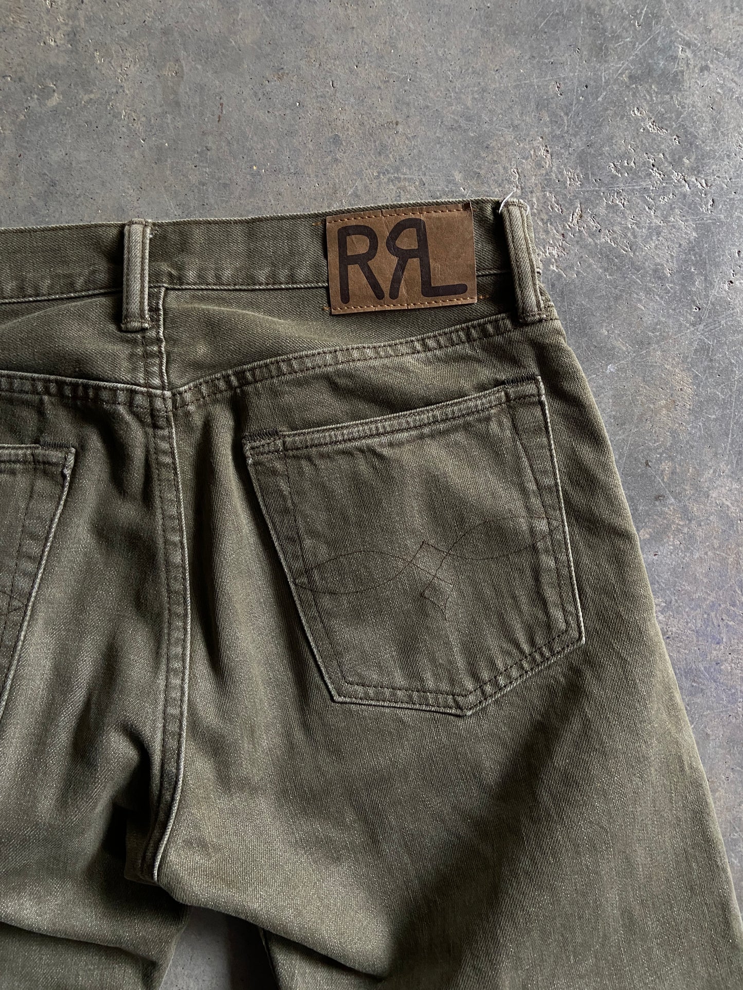 RRL Military Green Denim Jeans Sz 30x32