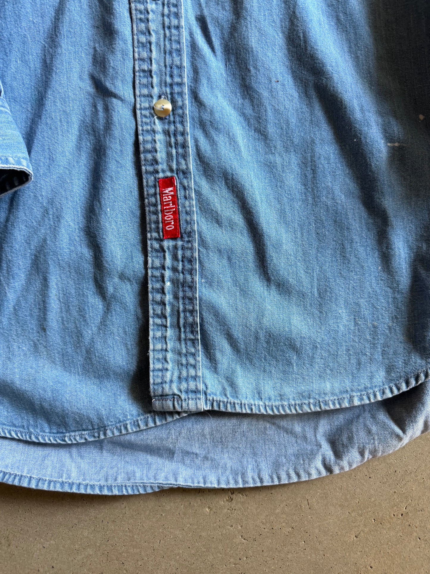 VTG Marlboro Denim Button Up Shirt Sz XL