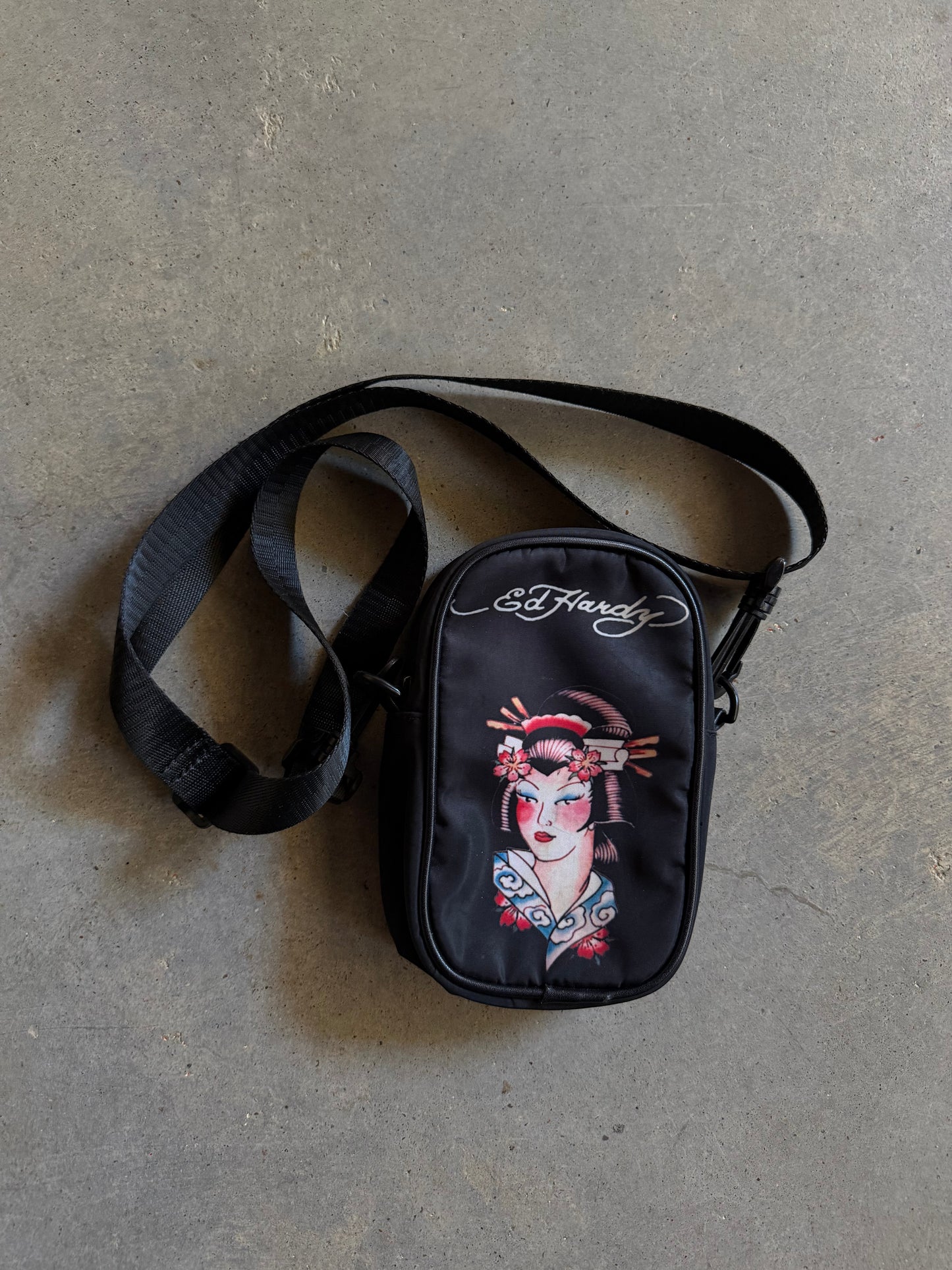 Y2K Ed Hardy Geisha Wallet Satchel Pouch Bag