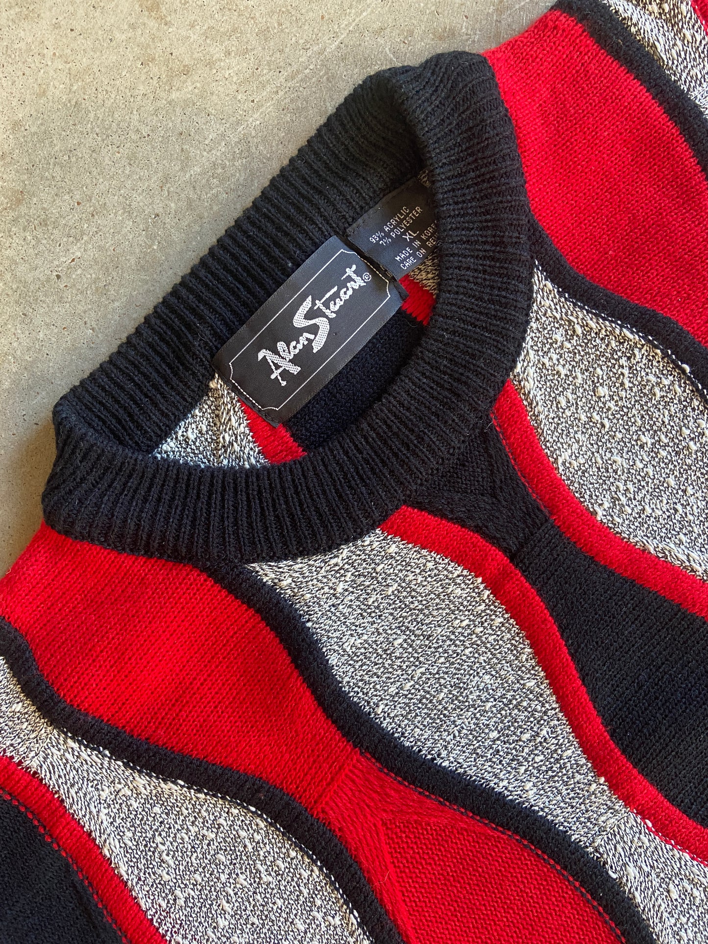 VTG 90s Alan Stuart 3D Coogi Knitted Sweater Sz XL