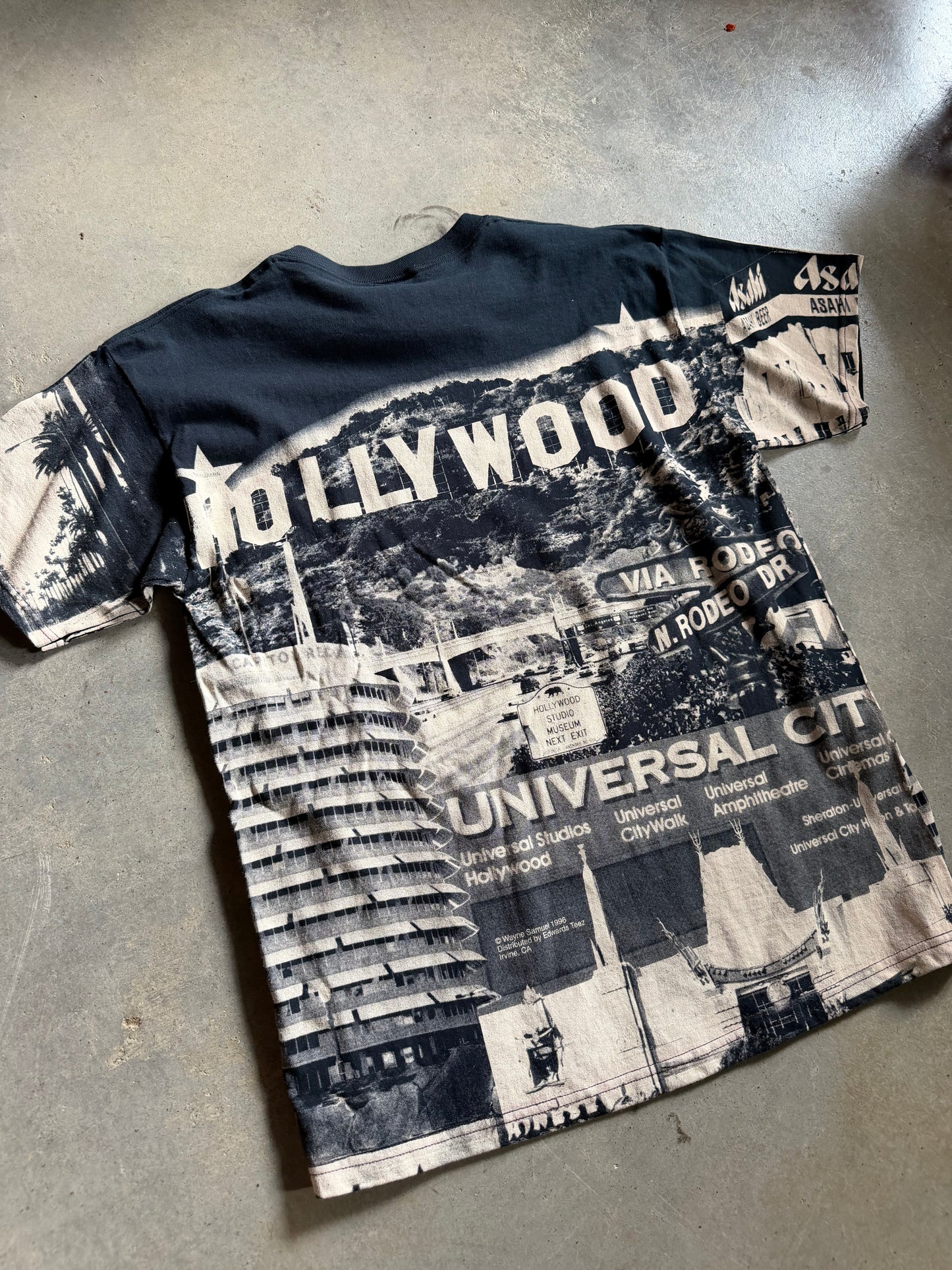 VTG Hollywood All Over Print Tee Sz L