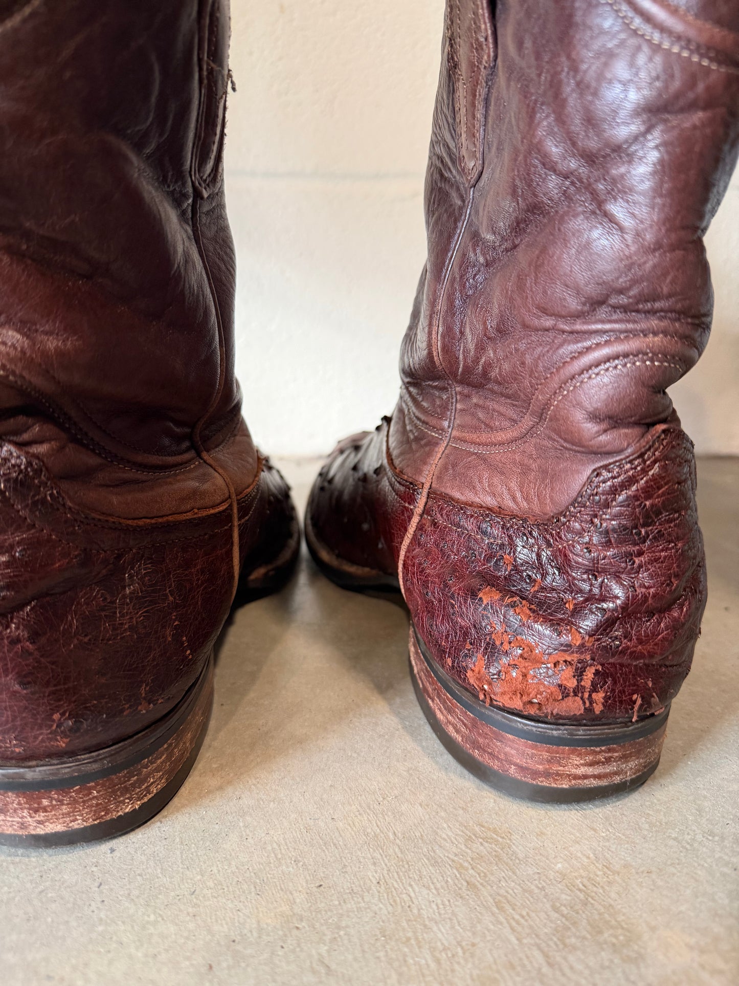 Tecovas Men's Exotic Ostrich Cowboy Boot, Size 10.5D, Mahogany