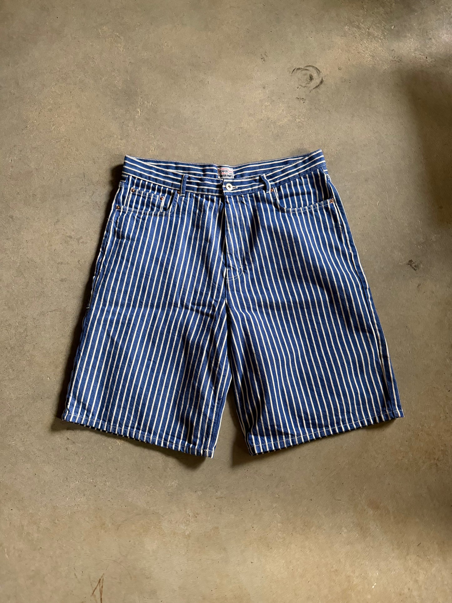 Stan Ray Painter Pants Blue Stripe Shorts Sz 34
