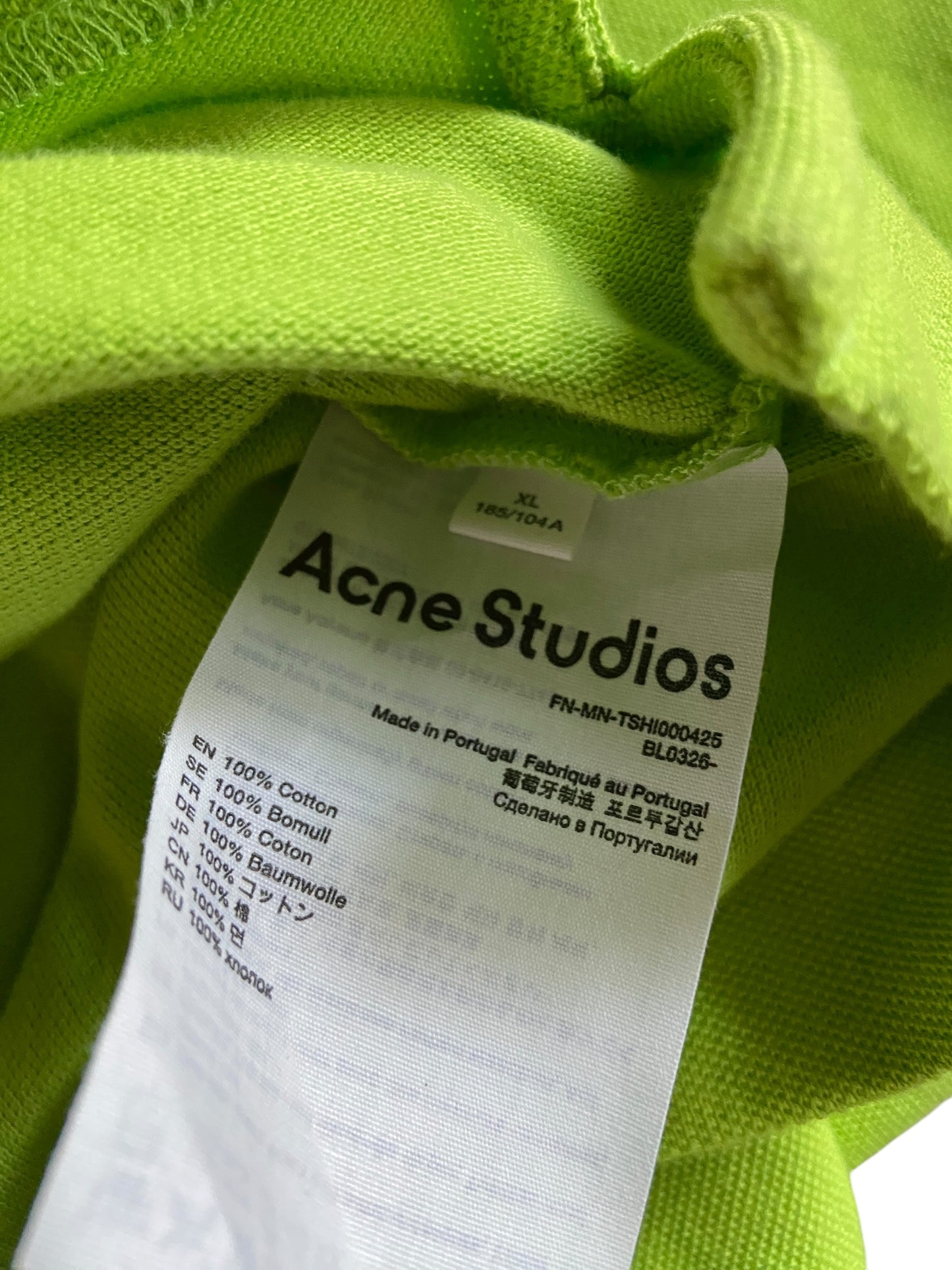 Acne Studios Volt Green Chainstitch Polo Shirt Sz XL