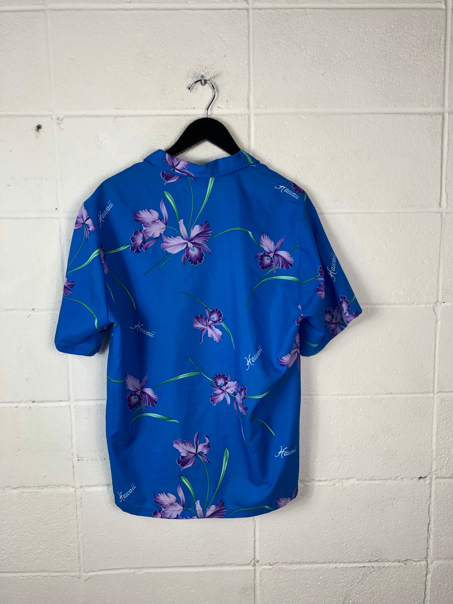 VTG "Hawaii" Flower Hawaiian Button Up Shirt Sz Med