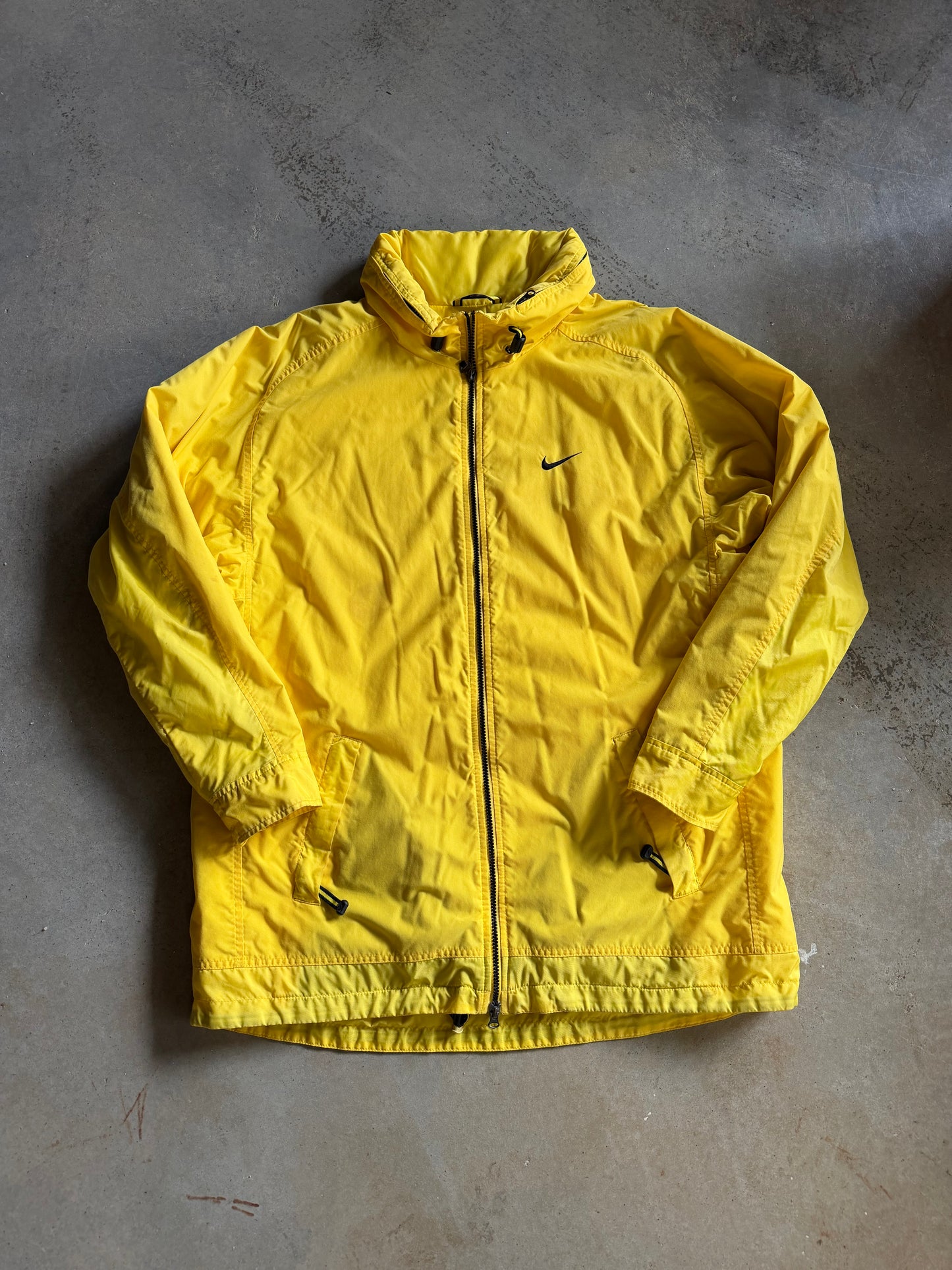 VTG Nike Yellow Trench Puffer Jacket Sz L/XL