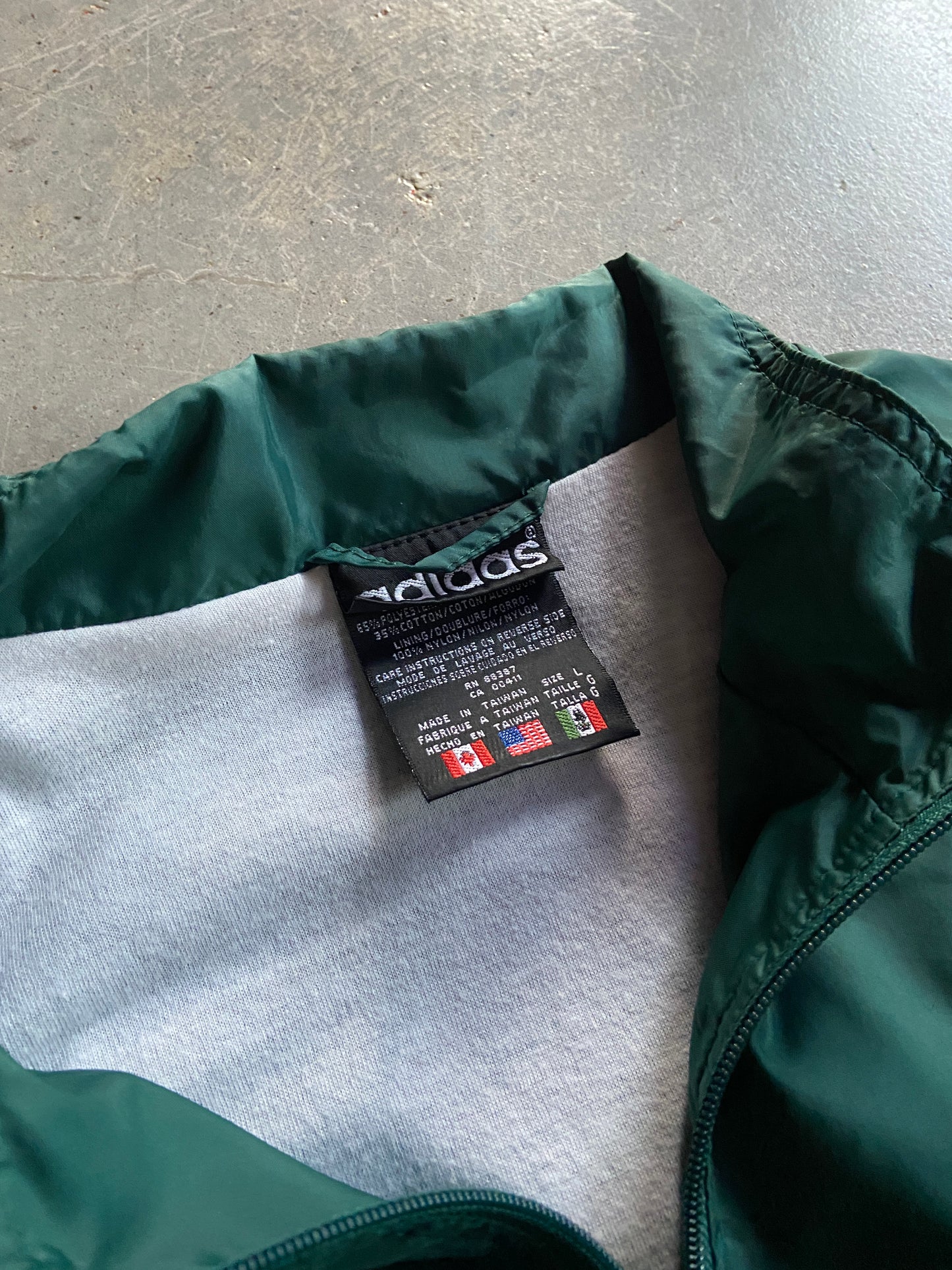 VTG Adidas Green/White Windbreaker Jacket Sz L