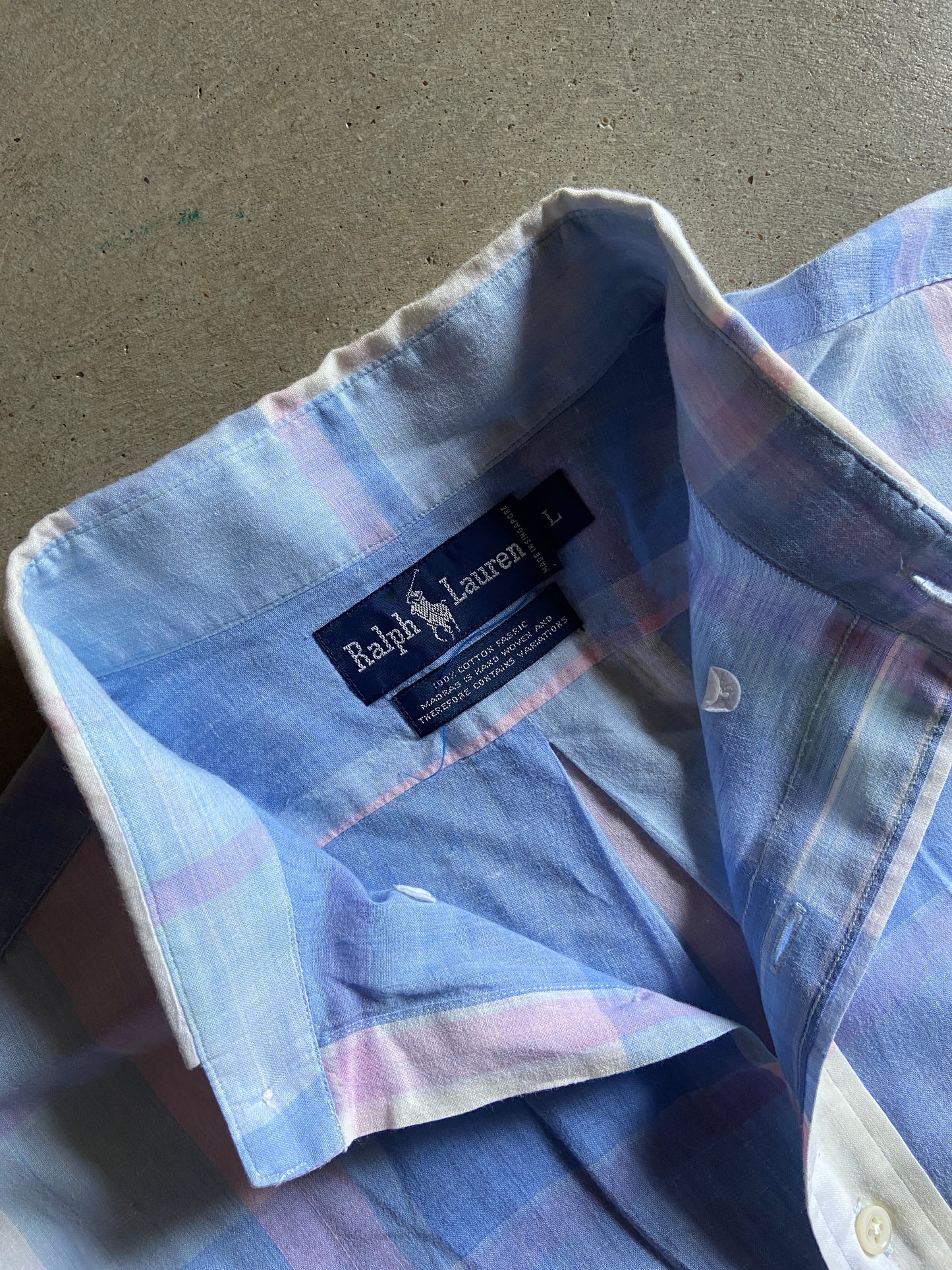 VTG Ralph Lauren Pastel Plaid Button Up Shirt Sz L