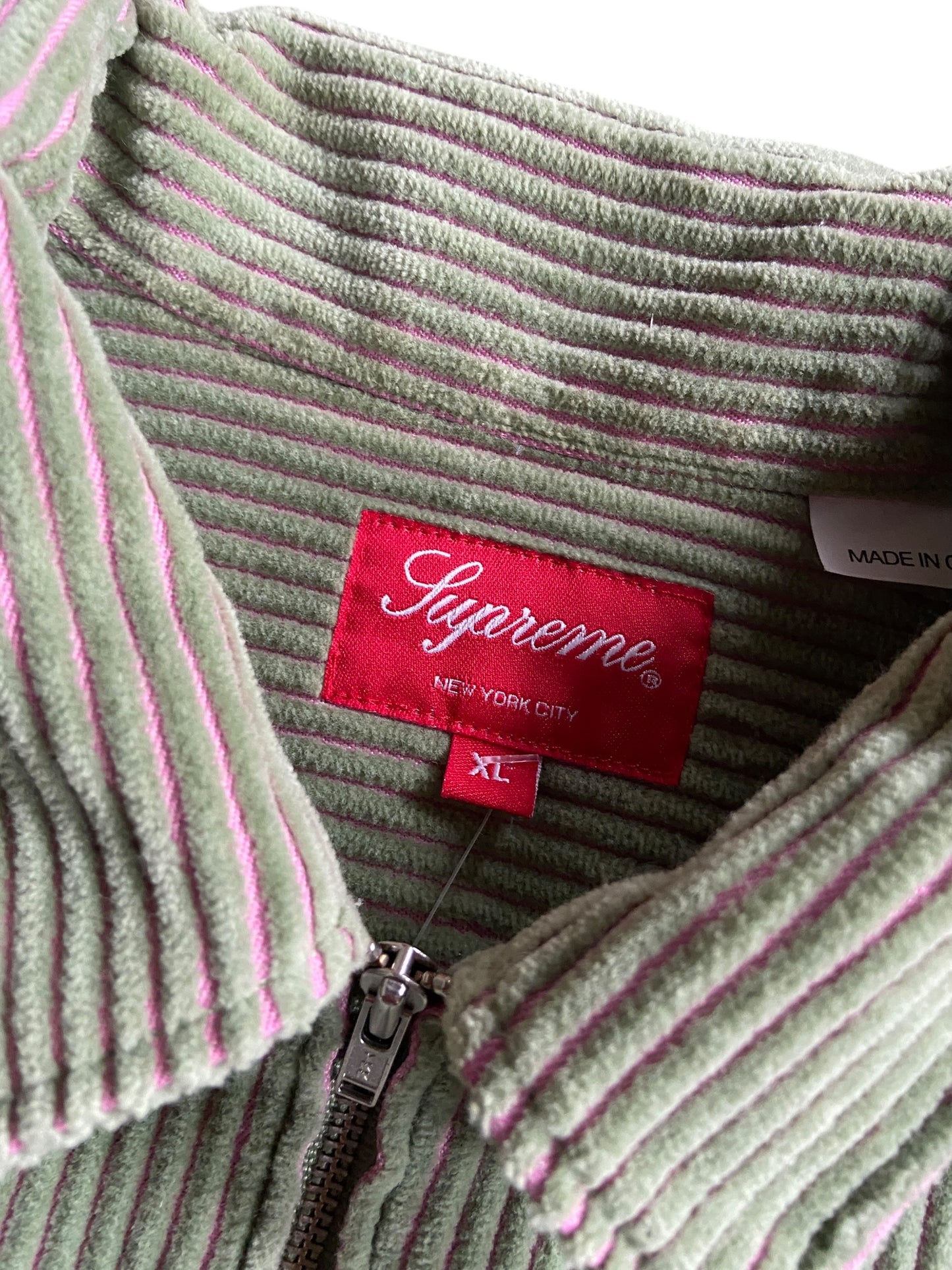 Supreme Wide Whale Old English Corduroy Zip Shirt Sz XL